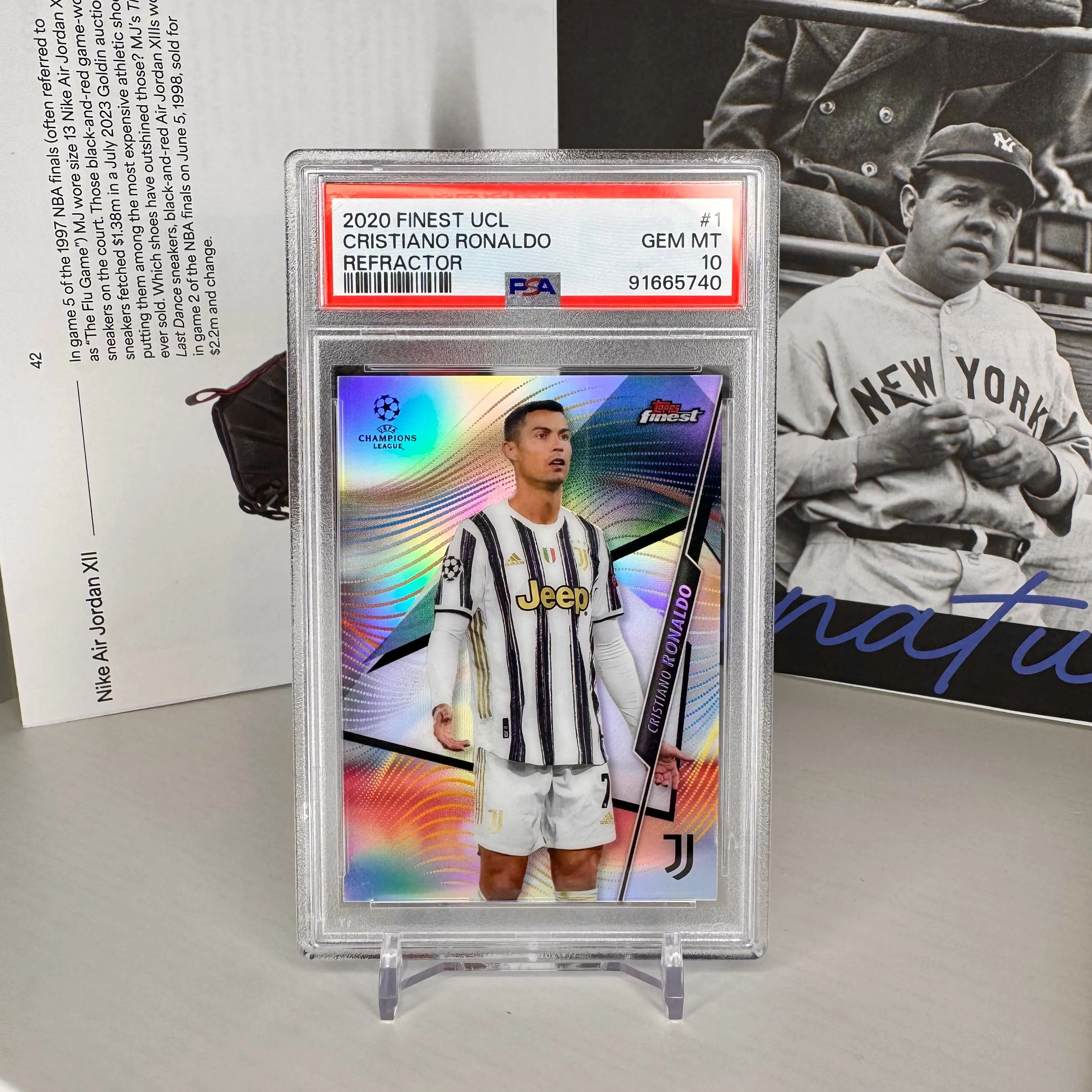 Product image for Cristiano Ronaldo REFRACTOR 2020 Topps Finest Uefa Champions League  PSA GEM MT 10