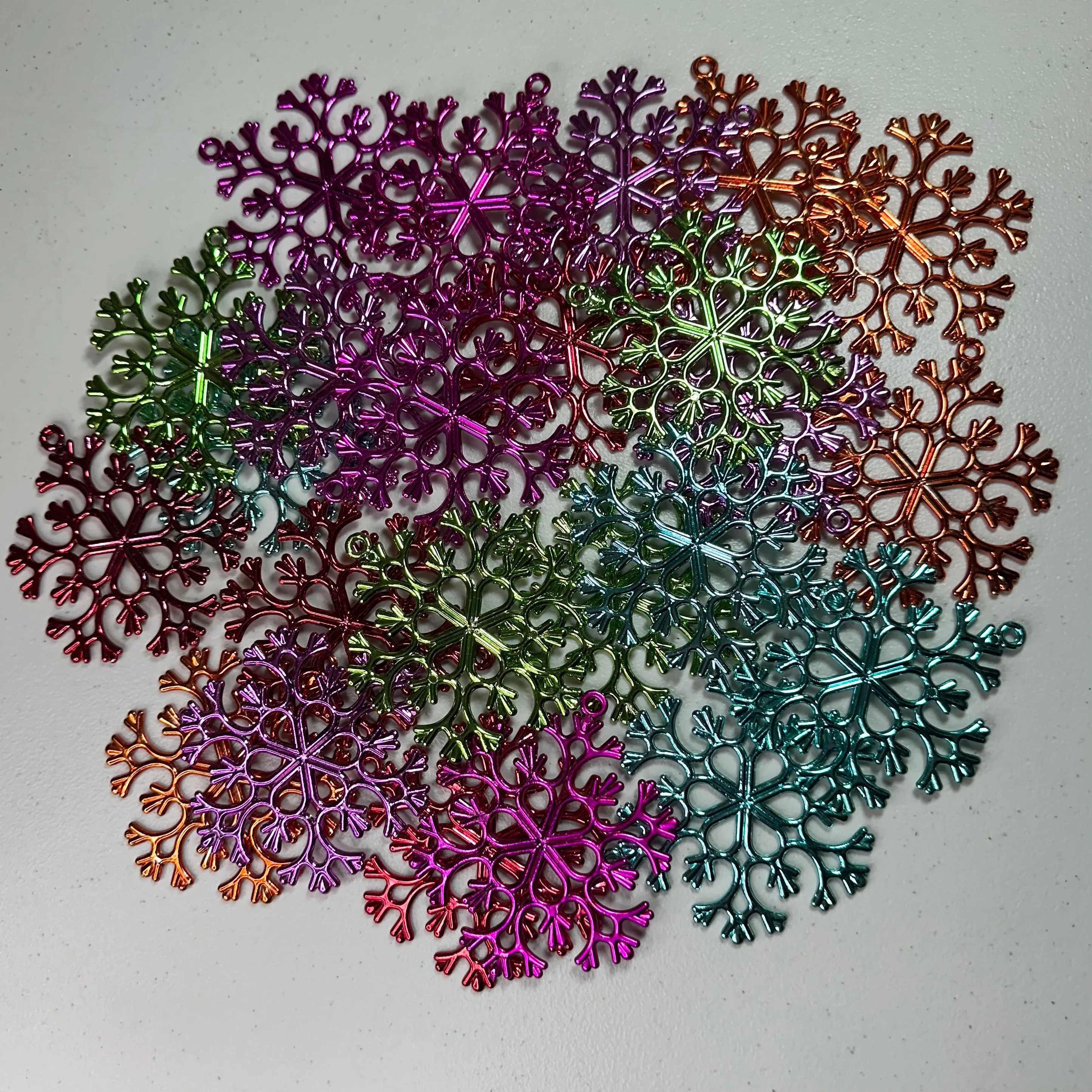 Product image for Lot of 24 Christmas Ornaments Colorful Snowflakes