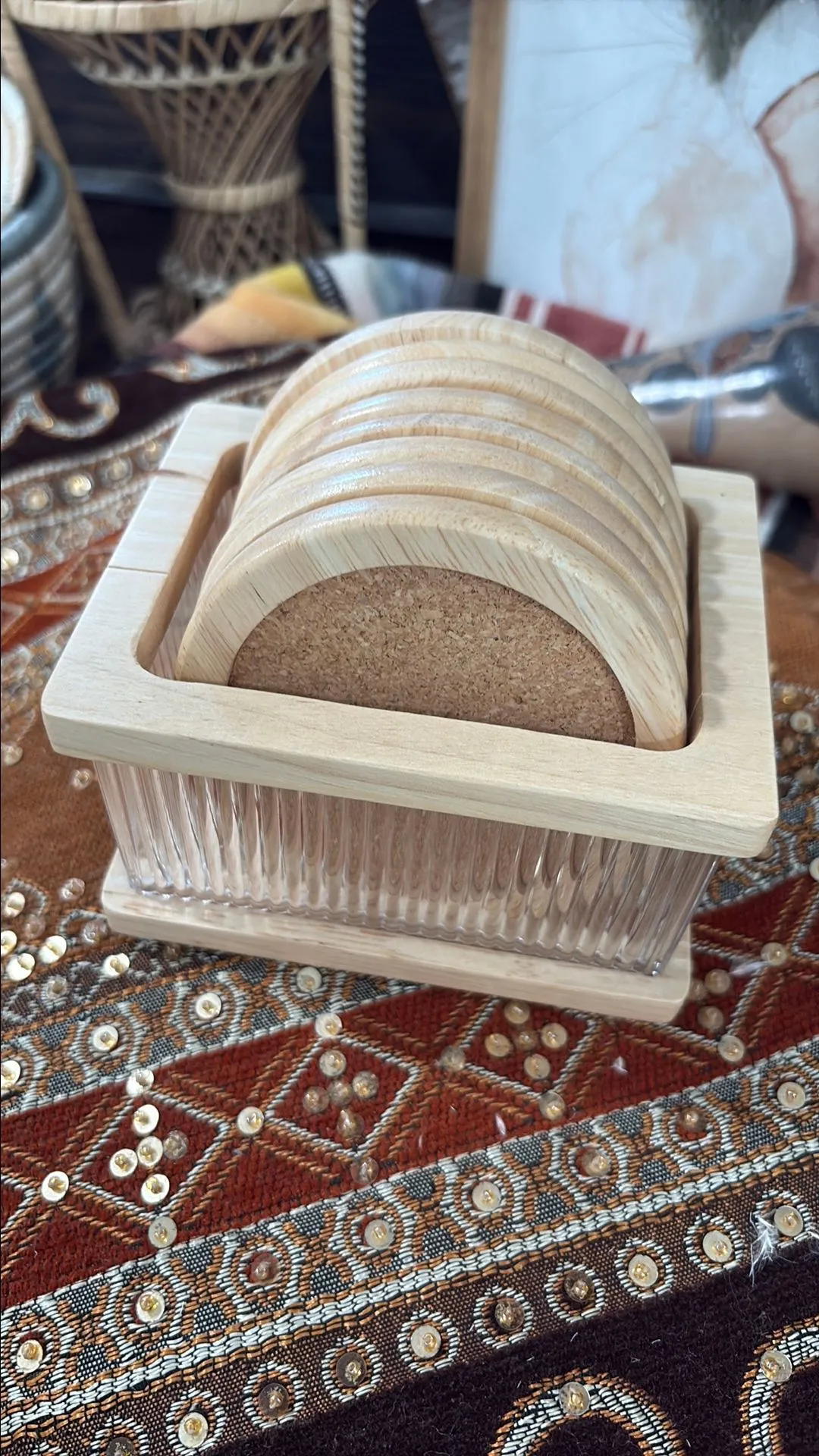 Product image for 16. Boho Bamboo Coasters with acrylic casing