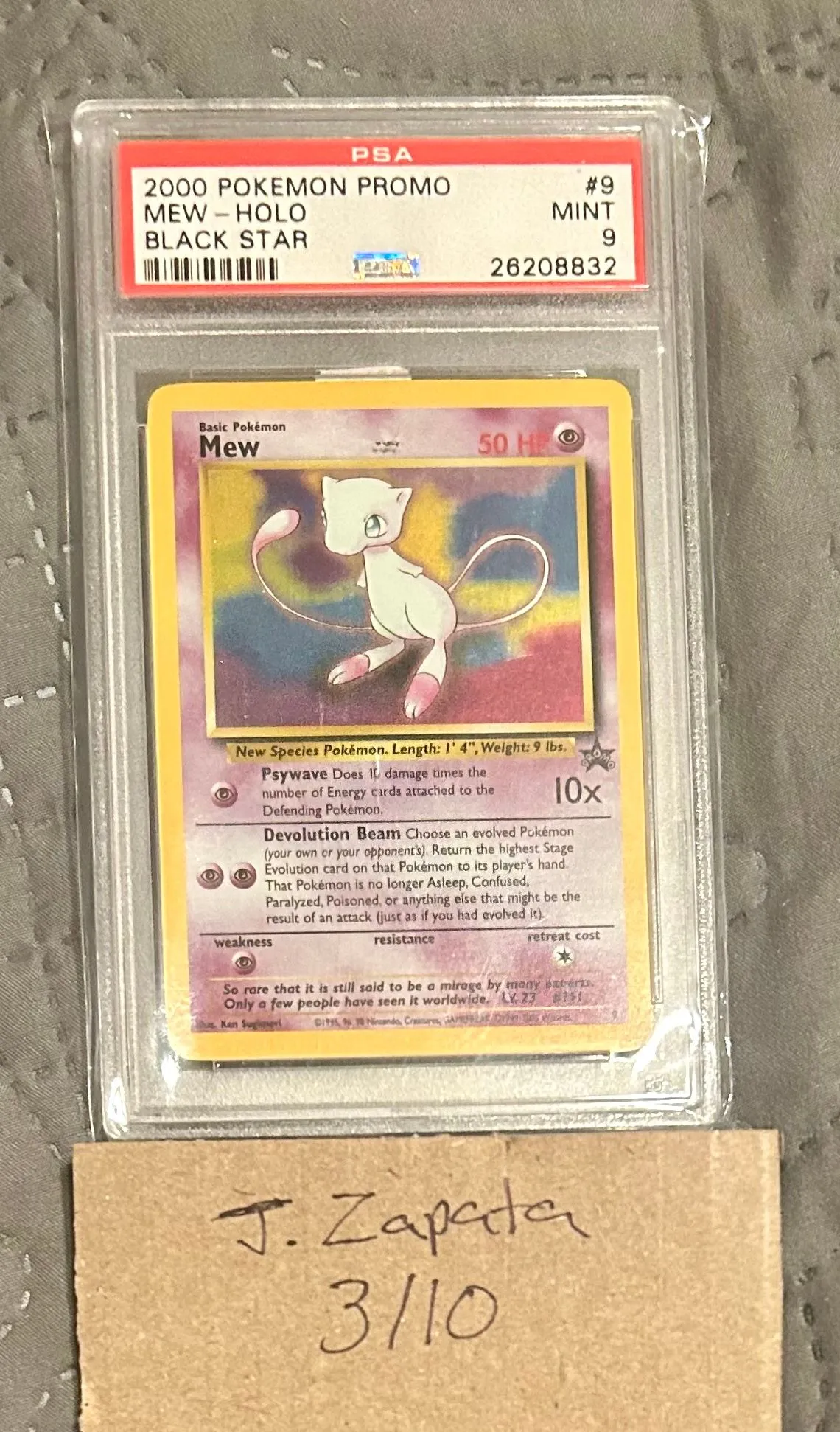 Product image for 2000 Pokemon Promo Black Star Mew-Holo Promo-Pokemon League PSA MINT 9