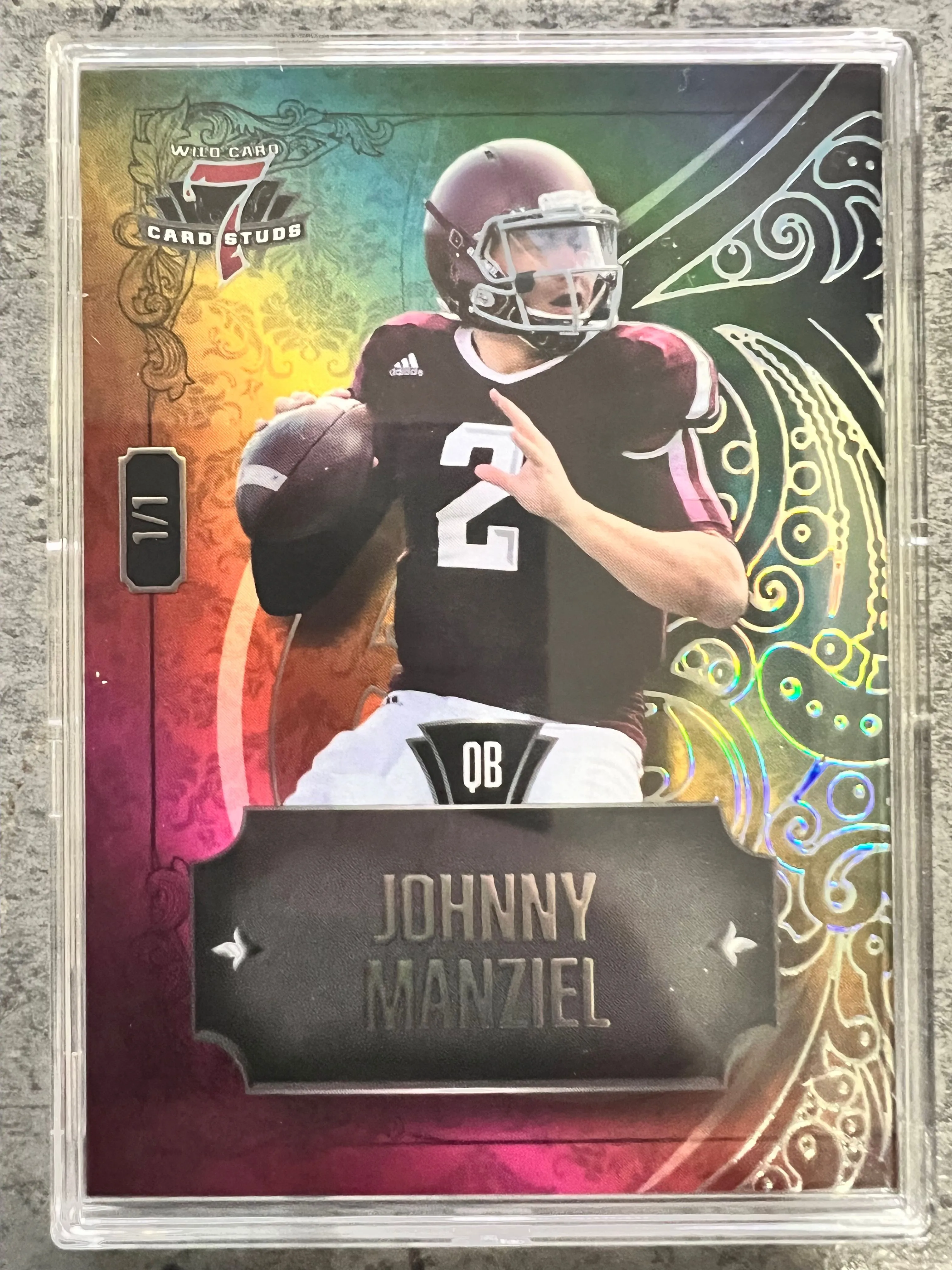 Product image for Wild Card 7 Card Studs SSP Johnny Manziel Rainbow 1/1