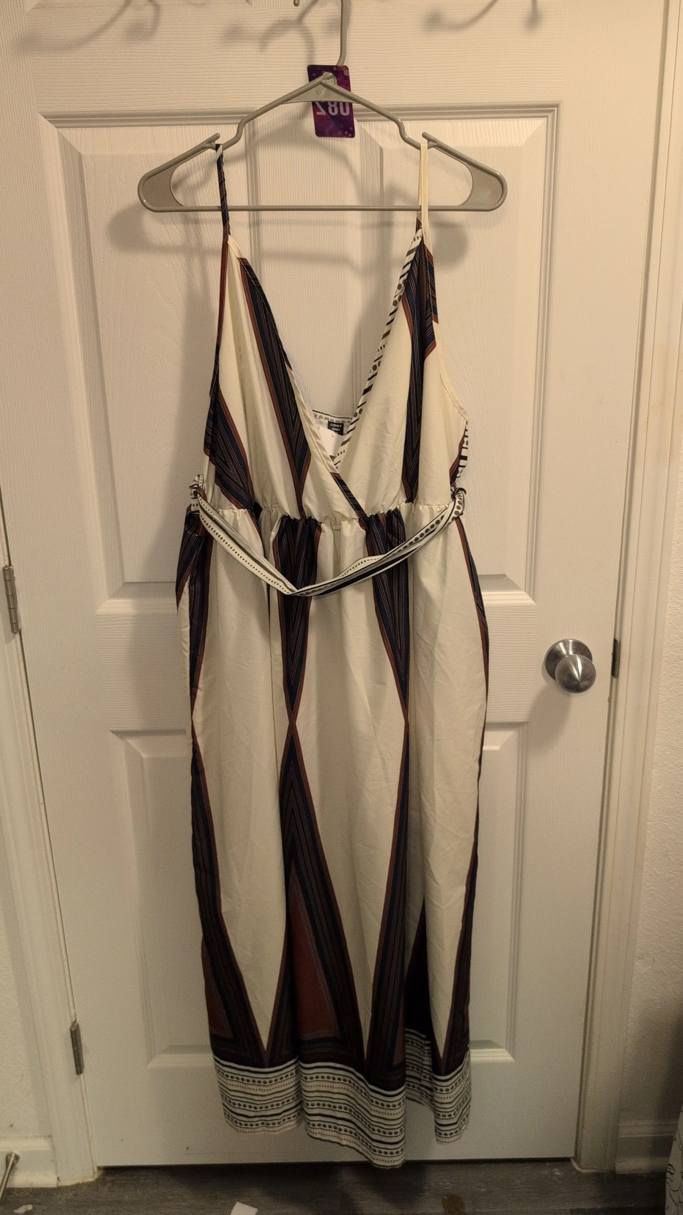 Product image for 082 Lishly adjustable strap maxi tank dress includes belt elastic size 3X