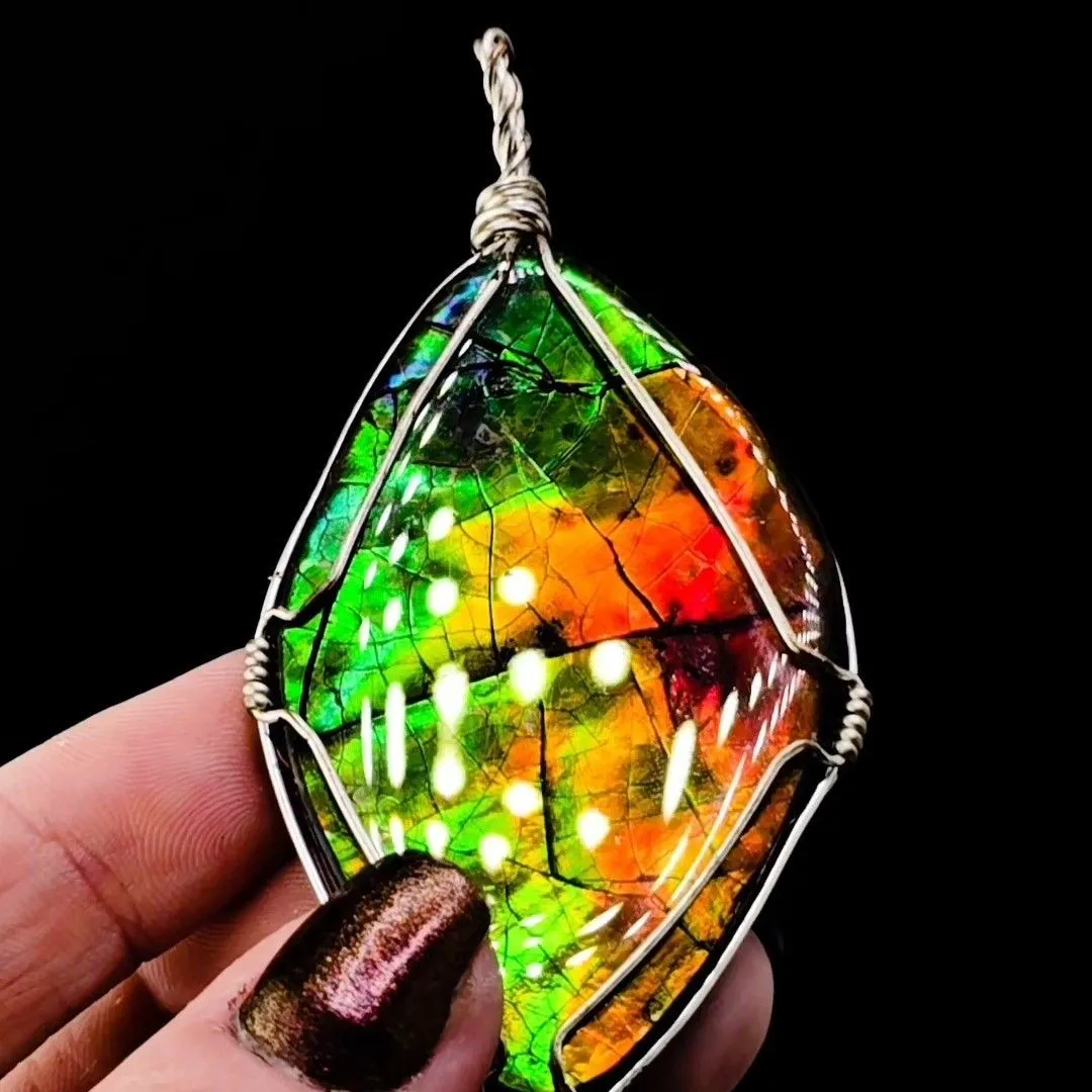 Product image for Rainbow Ammolite Pendant | Pikani Nation, Blackfoot Tribe | Lethbridge, Alberta, Canada

