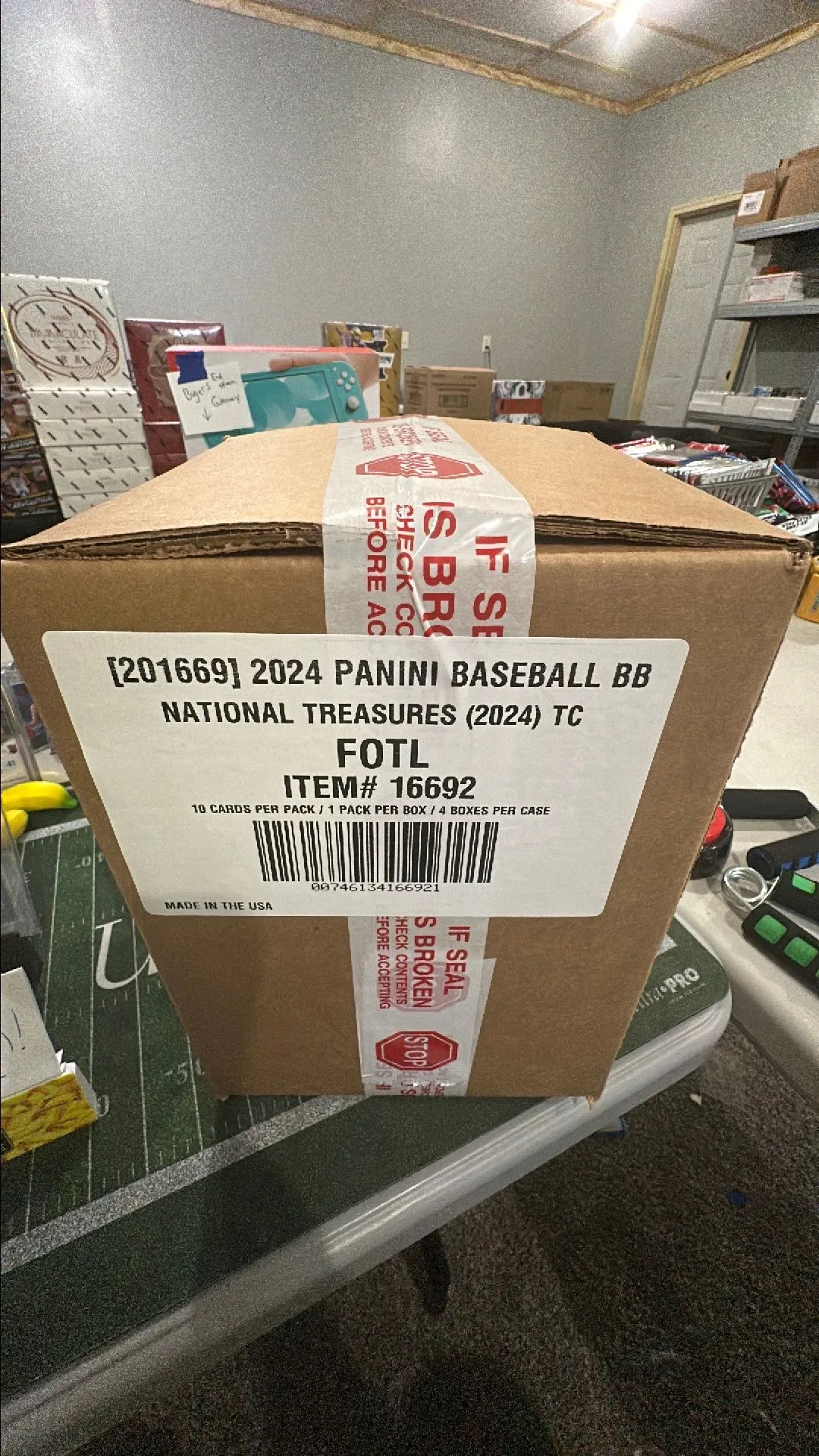 Product image for ( 1 ) FULL SEALED CASE 2024 National Treasures Baseball MLB FOTL Hobby Box Sealed 8 - 9 Hits Per Box