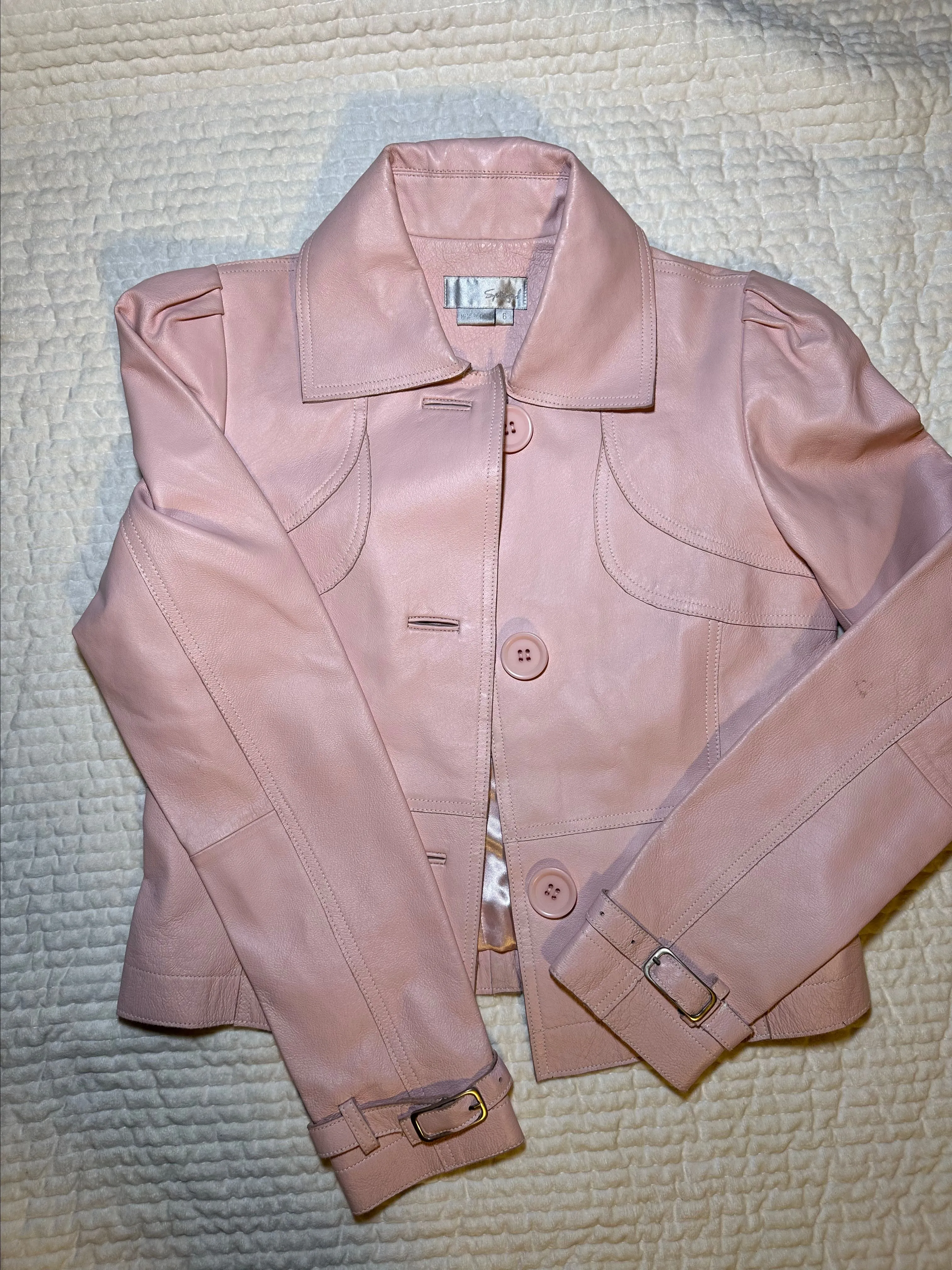 Product image for Pink leather jacket size 4