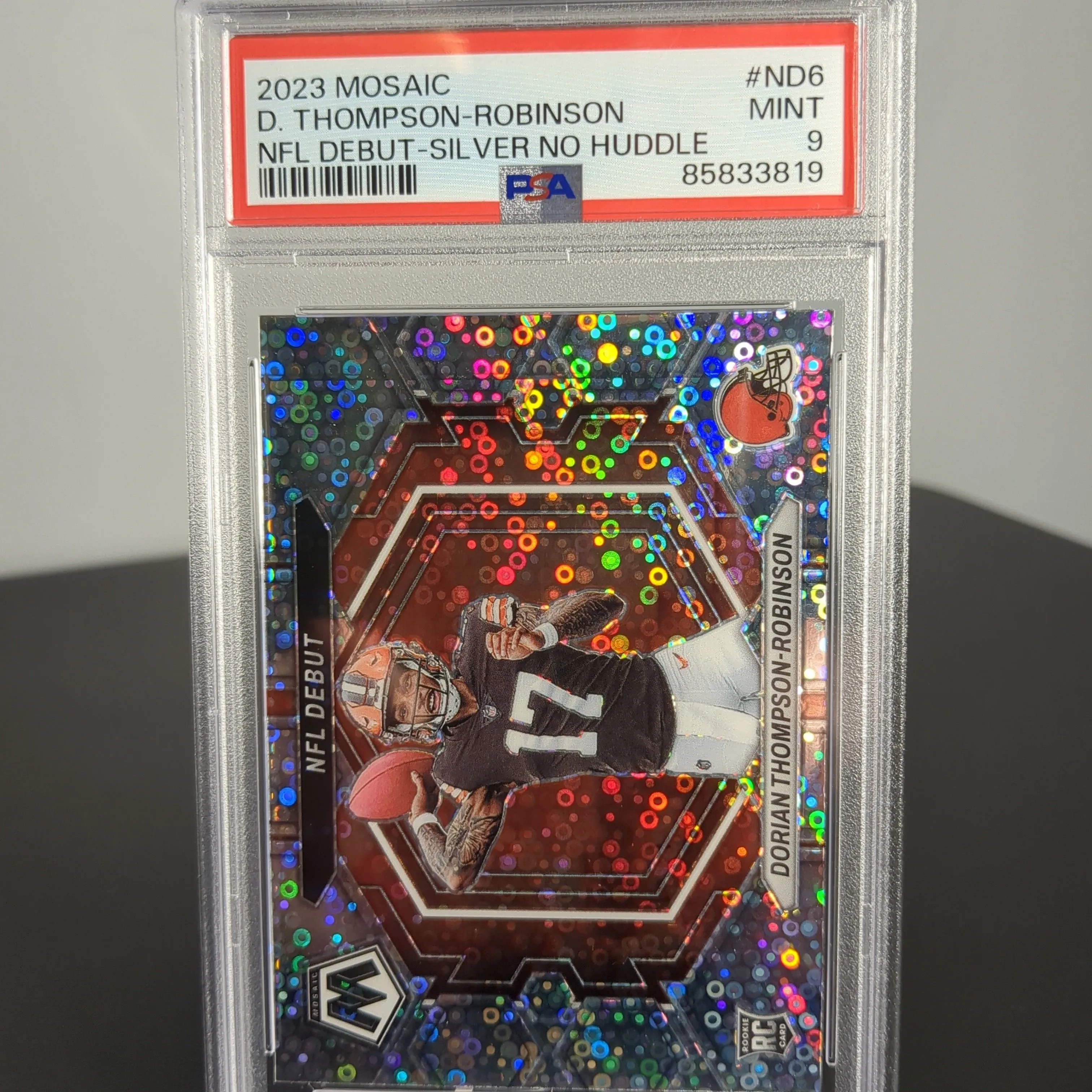 Product image for 2023 Panini Mosaic Nfl Debut D. Thompson-Robinson ND6 Nfl Debut-Silver No Huddle PSA MINT 9