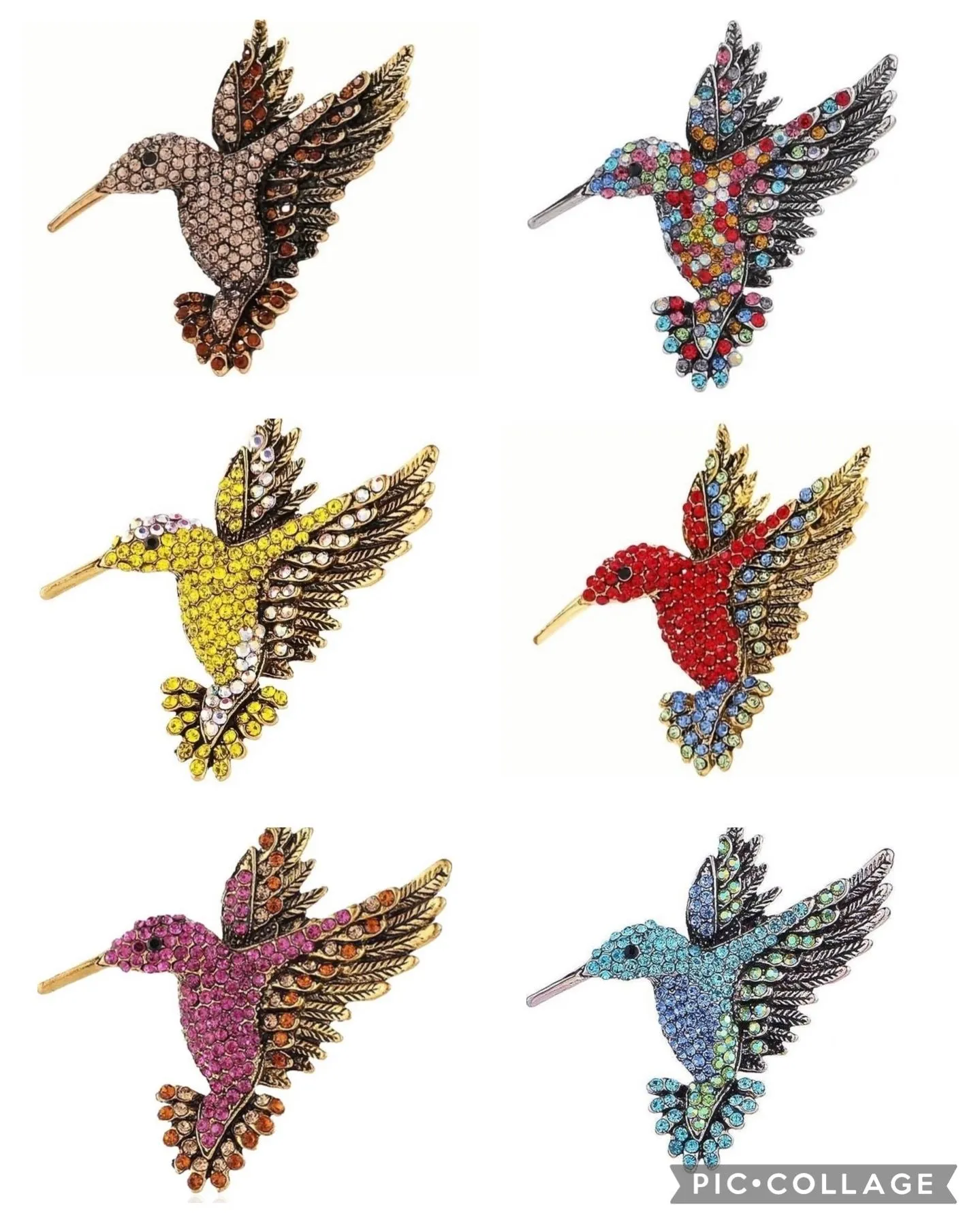 Product image for NWT Rhinestone Crystal Hummingbird Brooch Pin