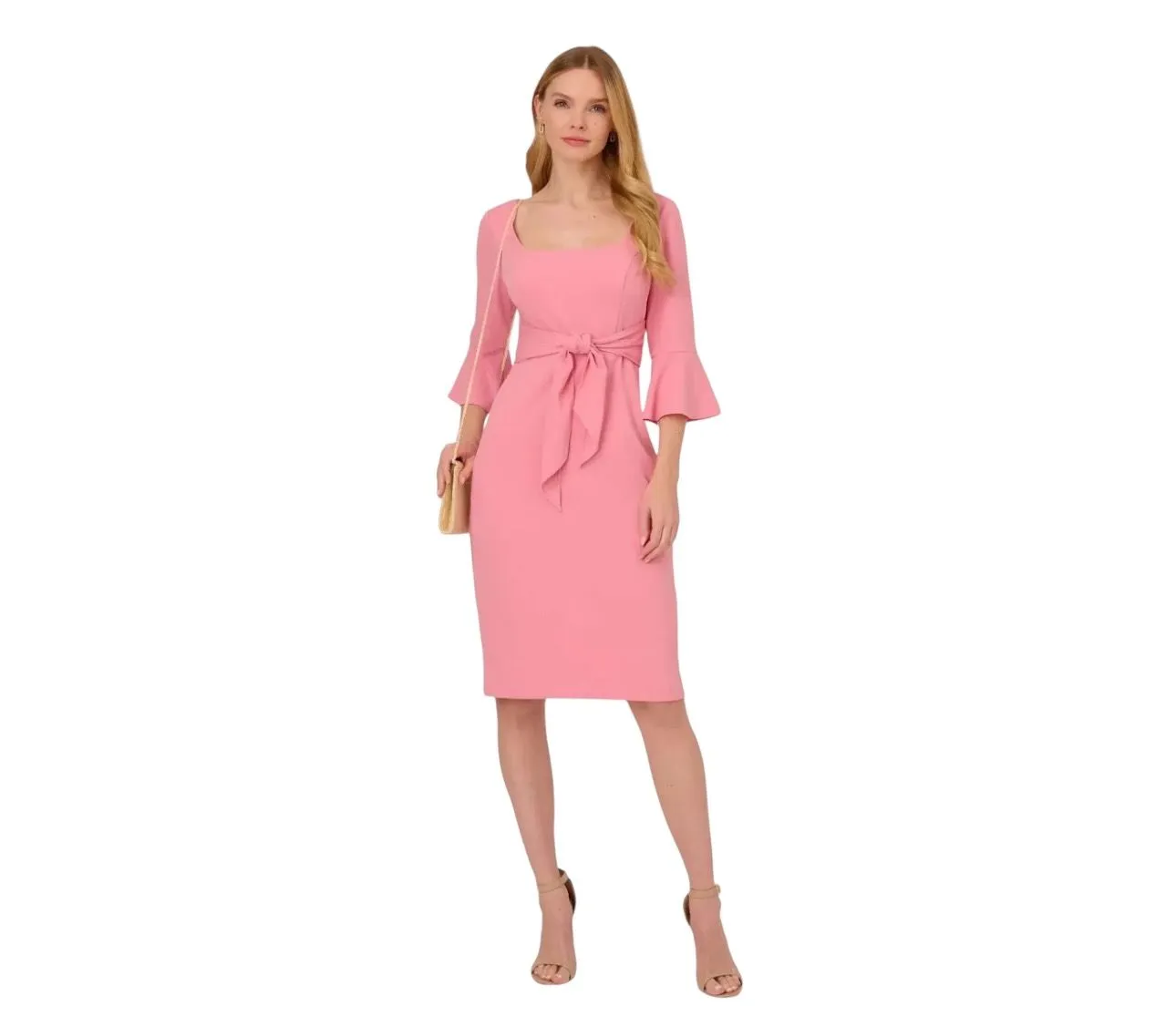 NWT ADRIANNA PAPELL Stretch Knit Crepe Dress In Faded Rose Size 2   Whatnot: Shop, Sell, Connect