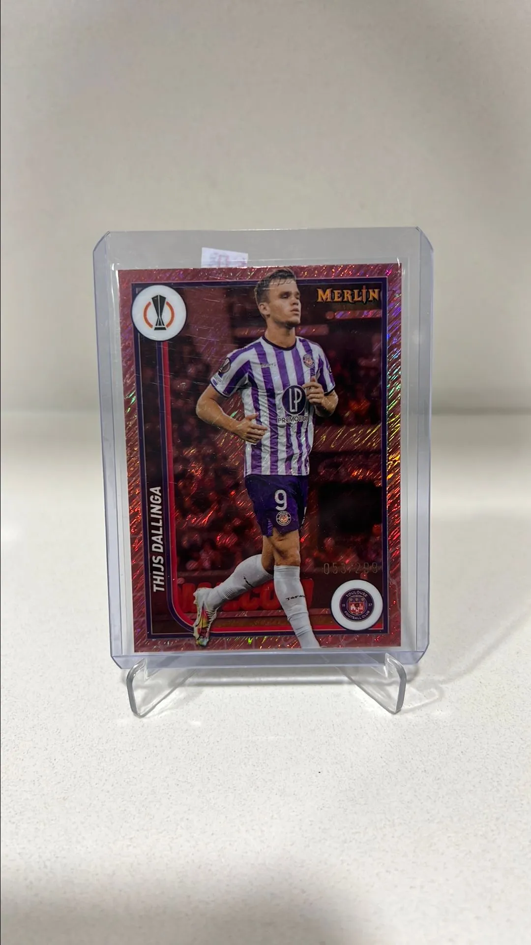 Product image for Thijs Dallinga Toulouse FC #131 Merlin UCC Rose Gold Shimmer Refractor /299 #131