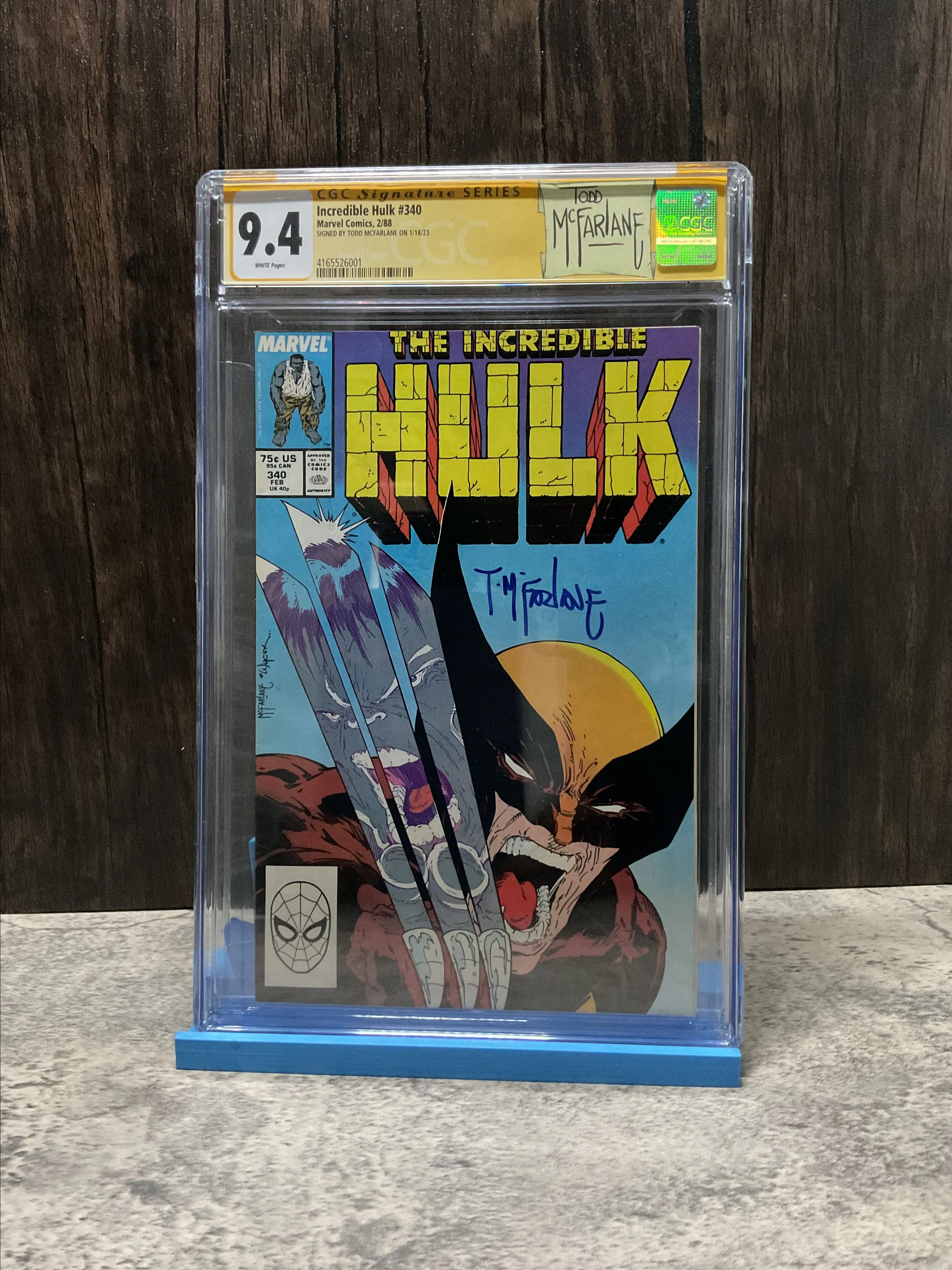 Product image for INCREDIBLE HULK #340 CGC 9.4 SIGNED BY TODD MCFARLANE W/ CUSTOM LABEL