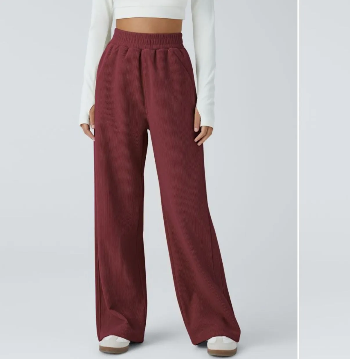 Product image for BIN: NWT Halara High Waisted Side Pocket Straight Leg Mop Corduroy Casual Pants Large Tall