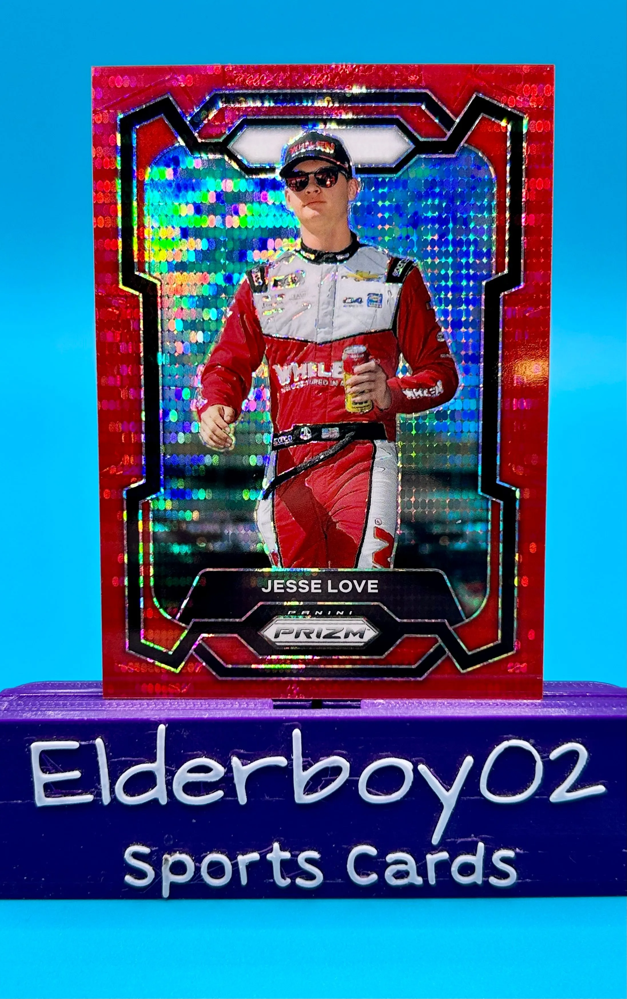 Product image for Jesse Love 189/199 Red Pulsar Prizm Exclusive 2024 Panini Prizm Racing Nascar