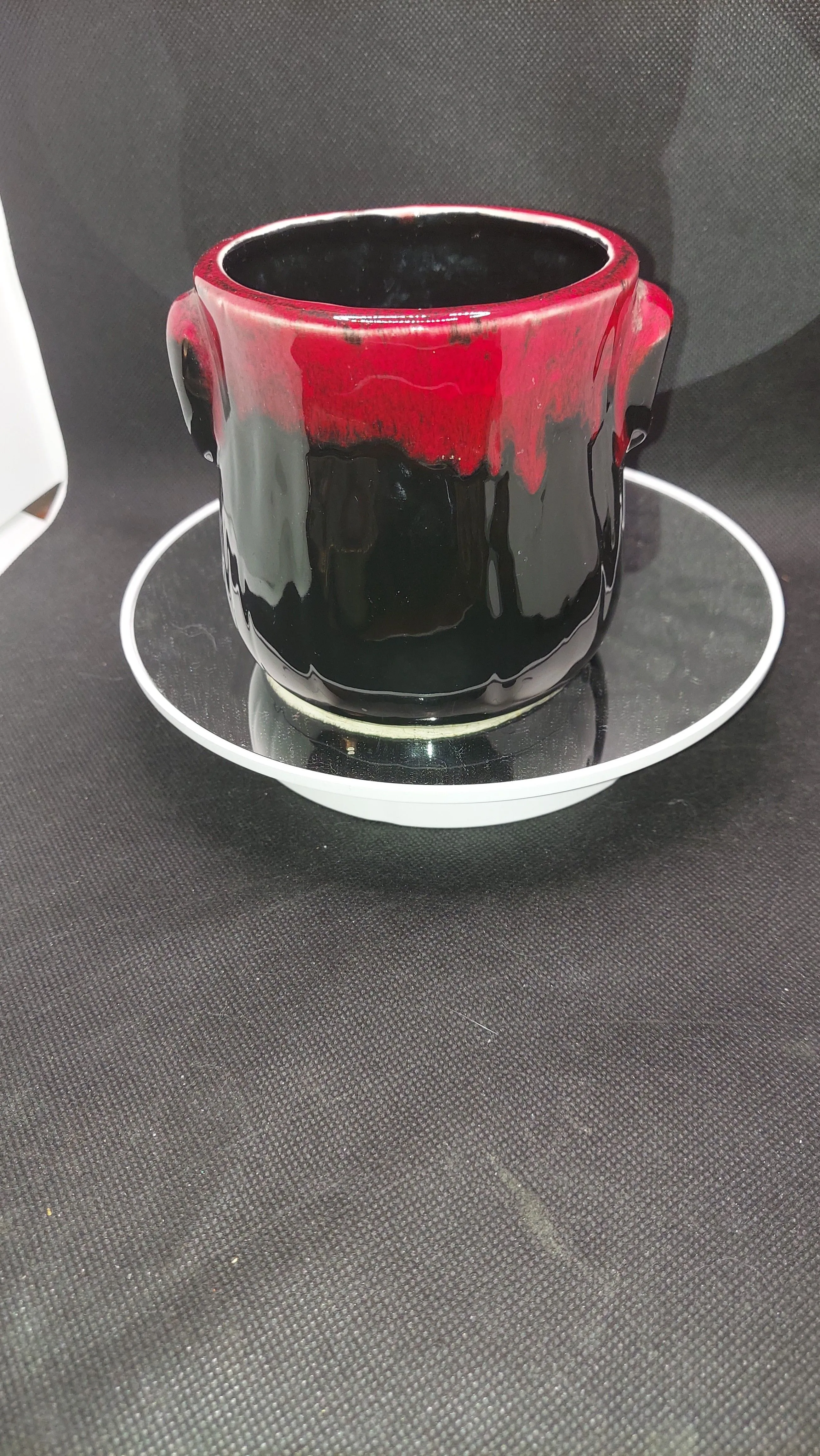 Product image for Vintage Red Drip Glaze By Relpo Planter Pot RARE Collectible Halloween Decor
