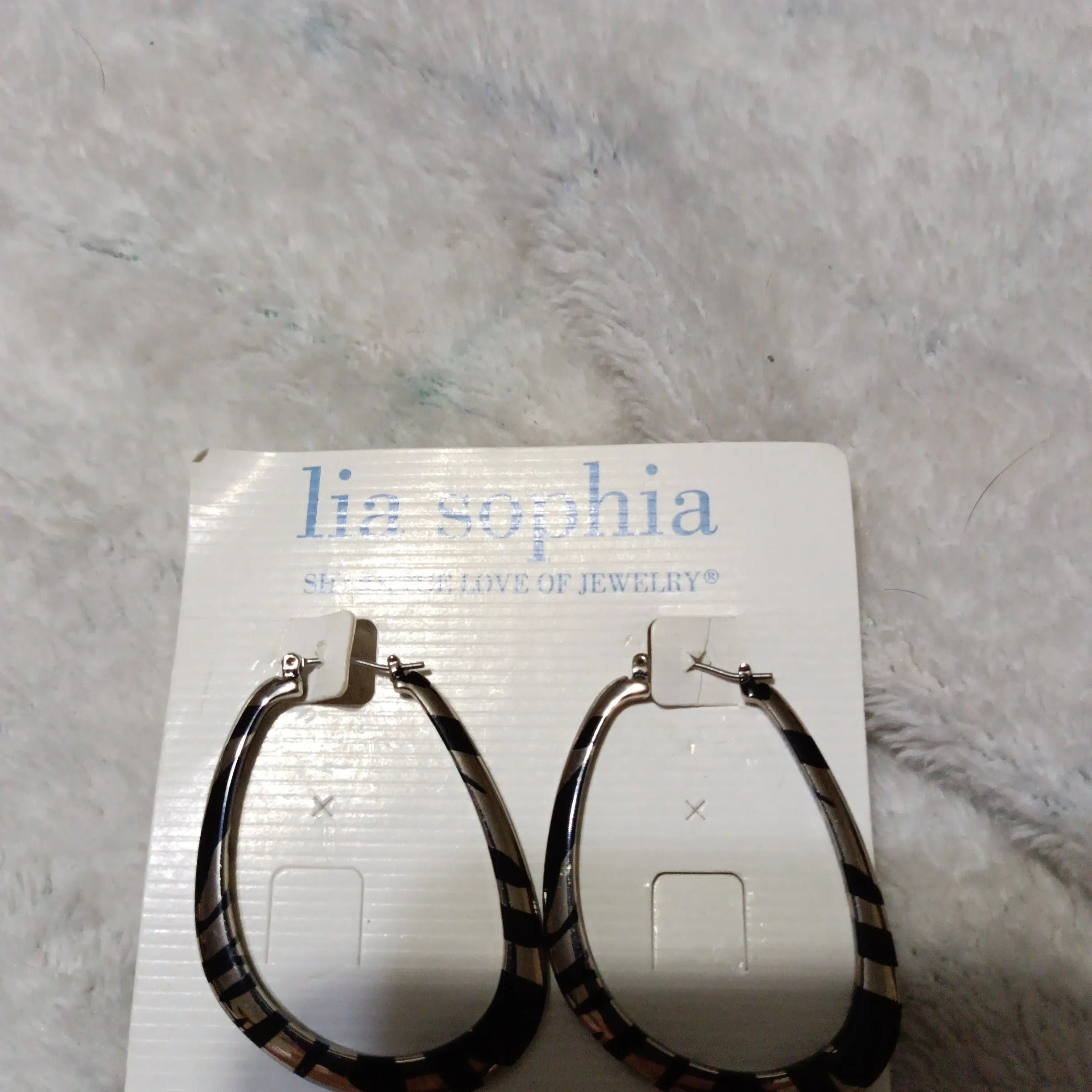Product image for new Lia Sophia black and silver hoop earrings 
