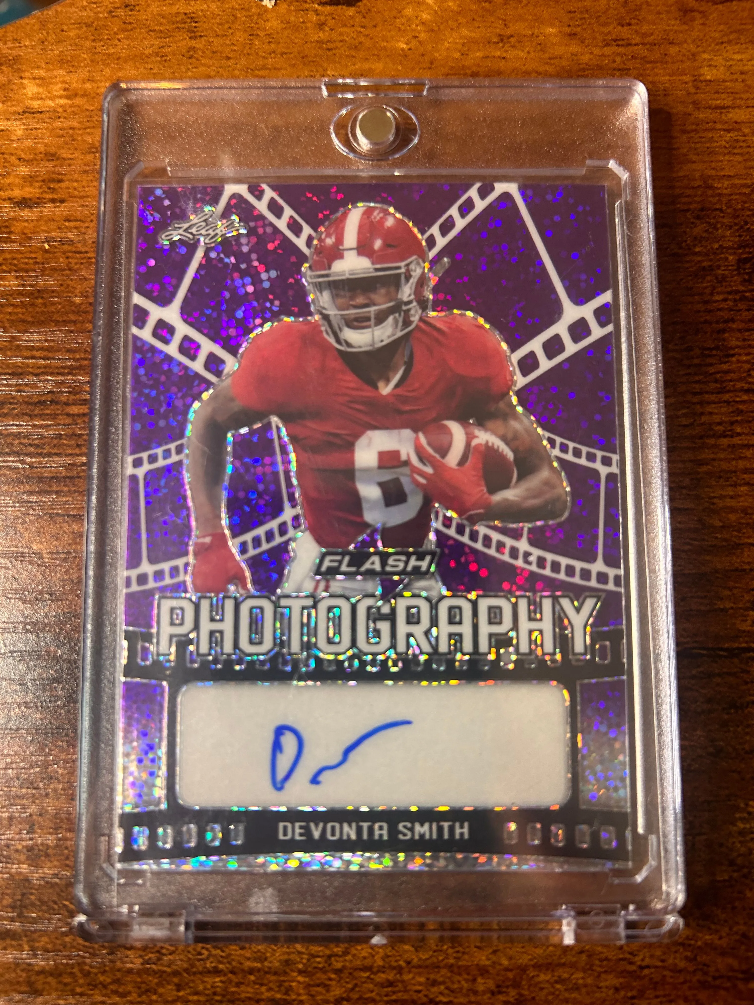 Product image for 2021 Leaf Flash Photography Purple /50 Devonta Smith #FP-DS2 Rookie Auto RC