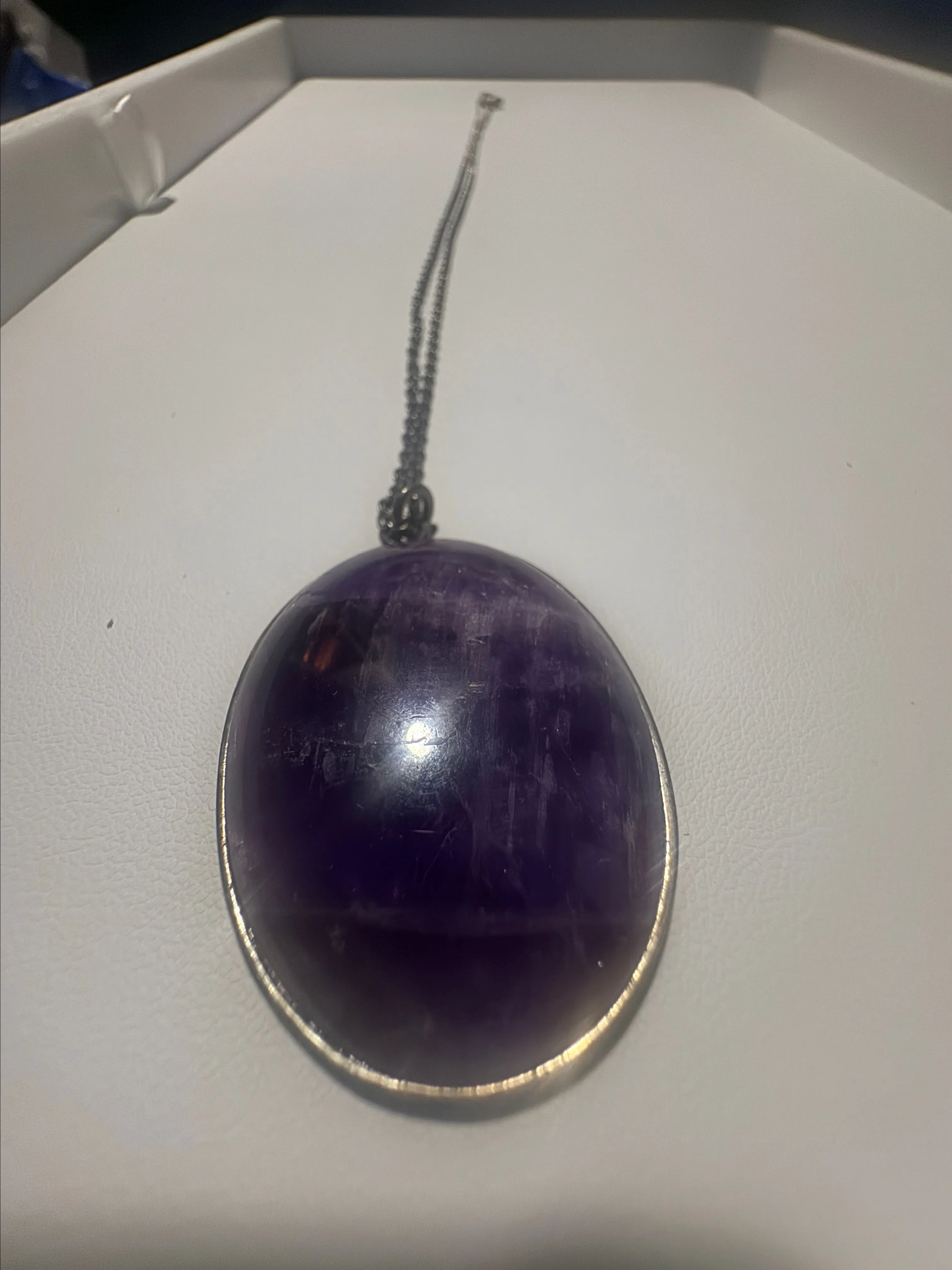 Product image for Vintage MMD 1973 925 Sterling Silver Large Amethyst Pendant