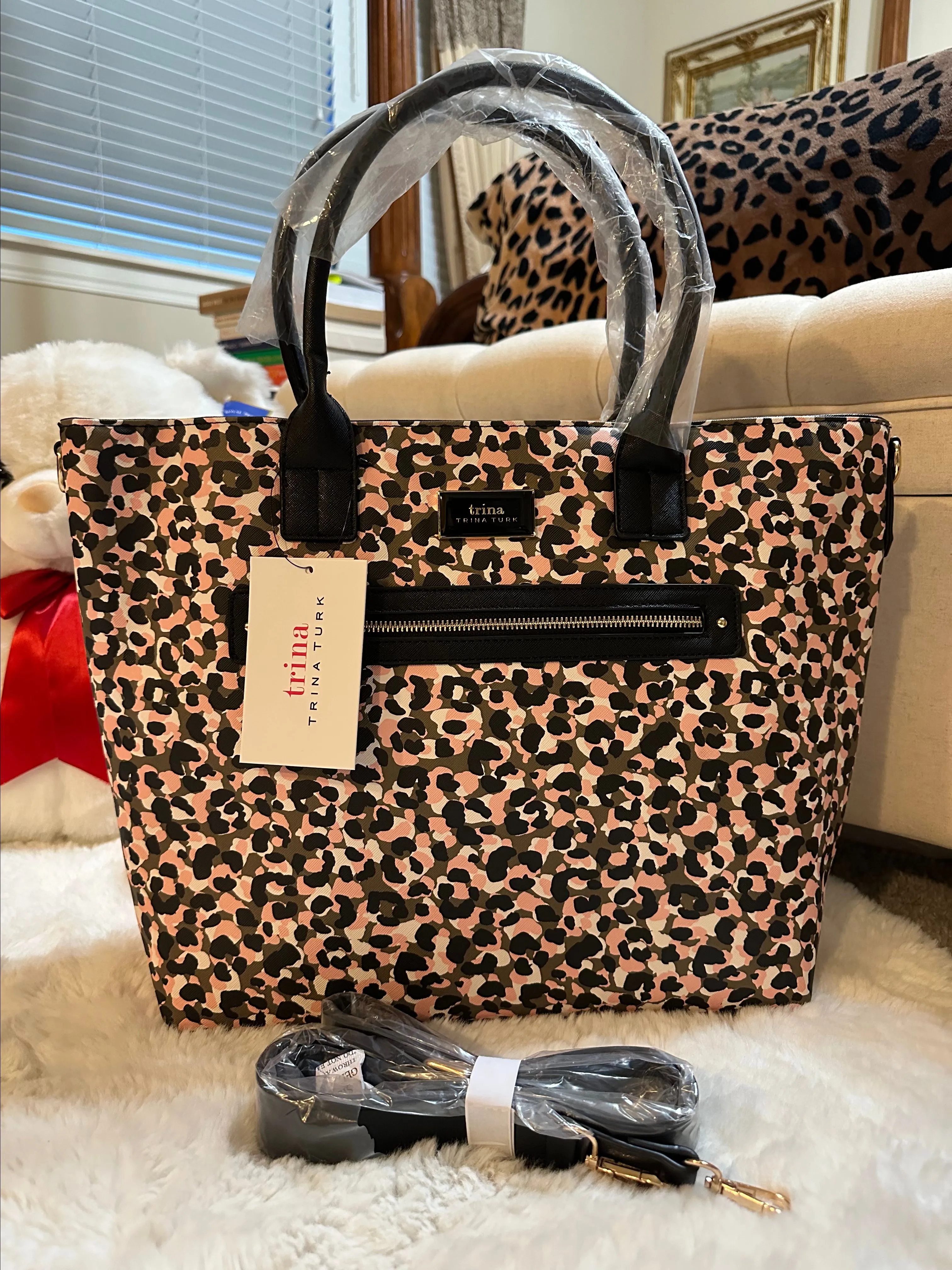 Product image for 317. NEW! Beautiful Trina Turk large tote with strap color multi