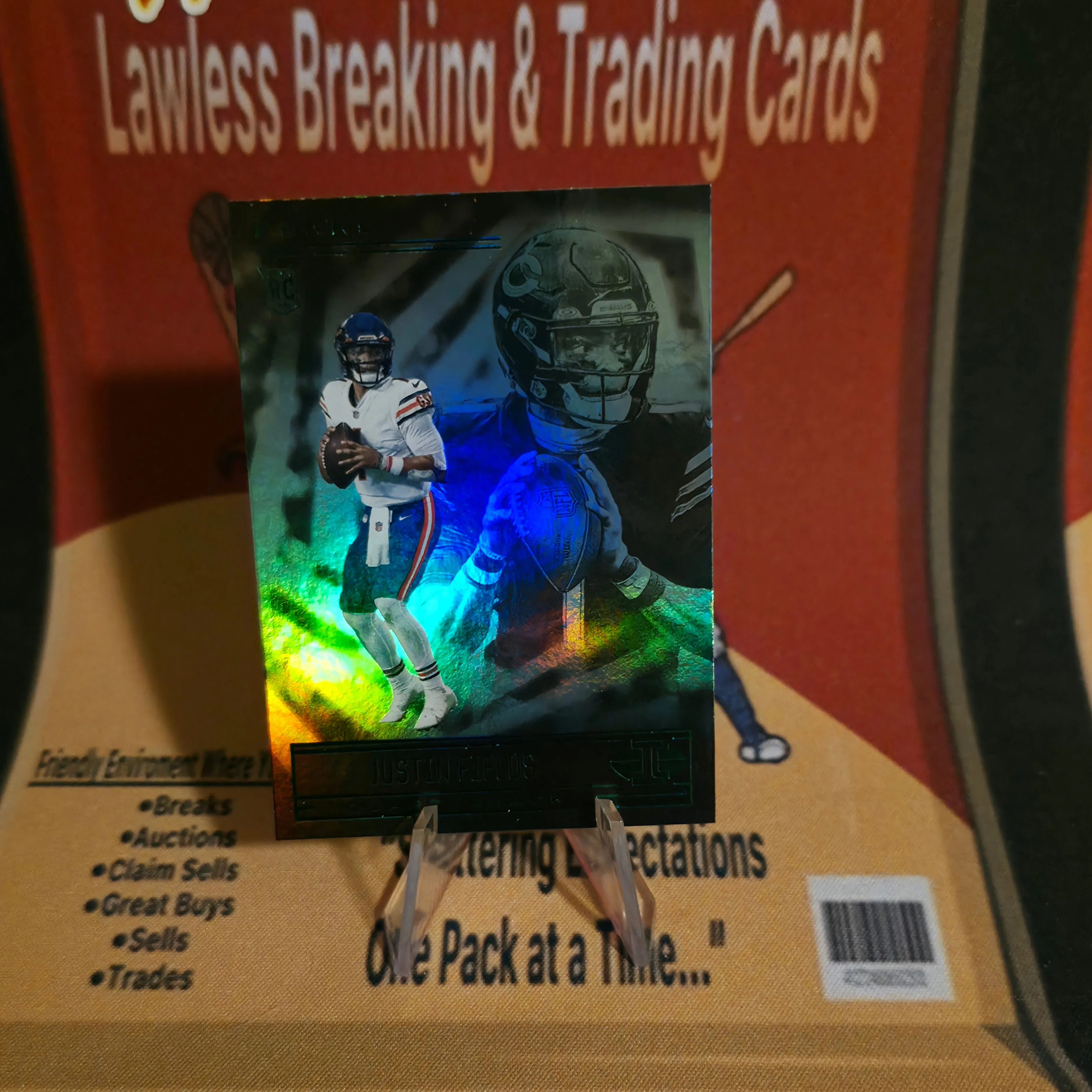 Product image for Justin Fields RC GREEN HOLO PARALLEL 