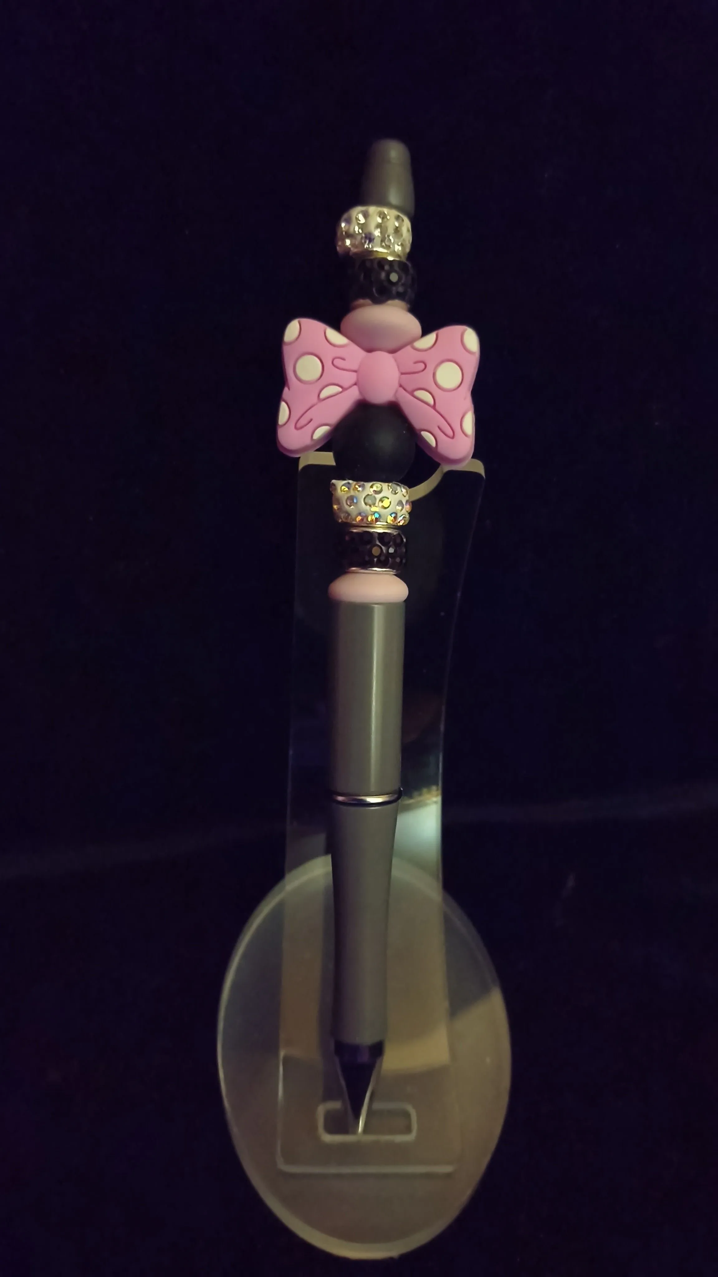Product image for Beadable Pens - Gray with Black and Bling Bow #311