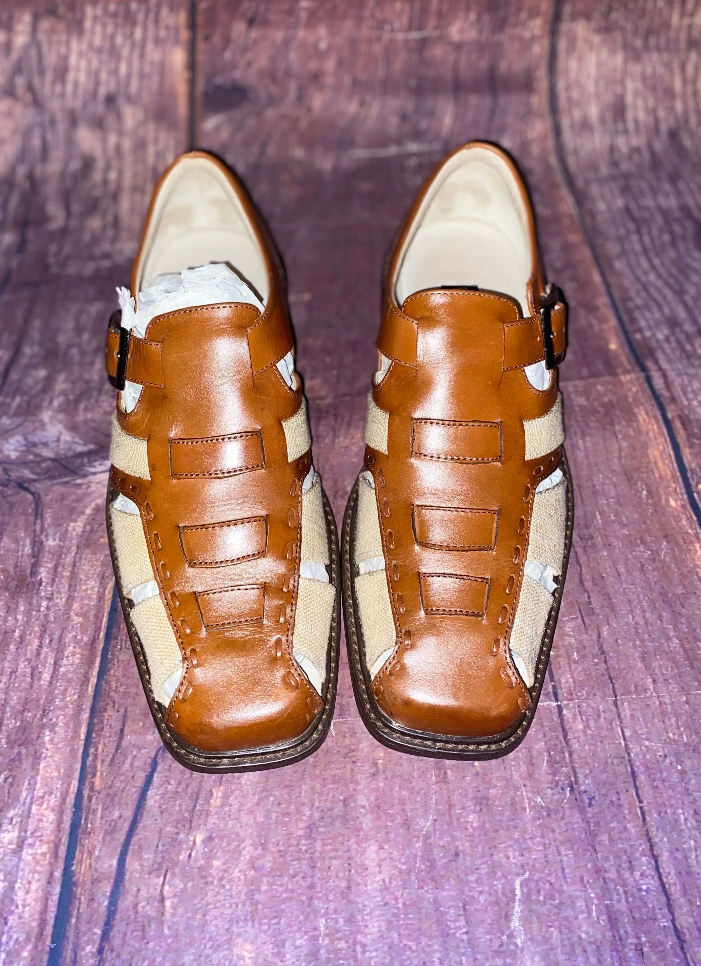 Product image for Stacy Adams Leather/Linen Sandals