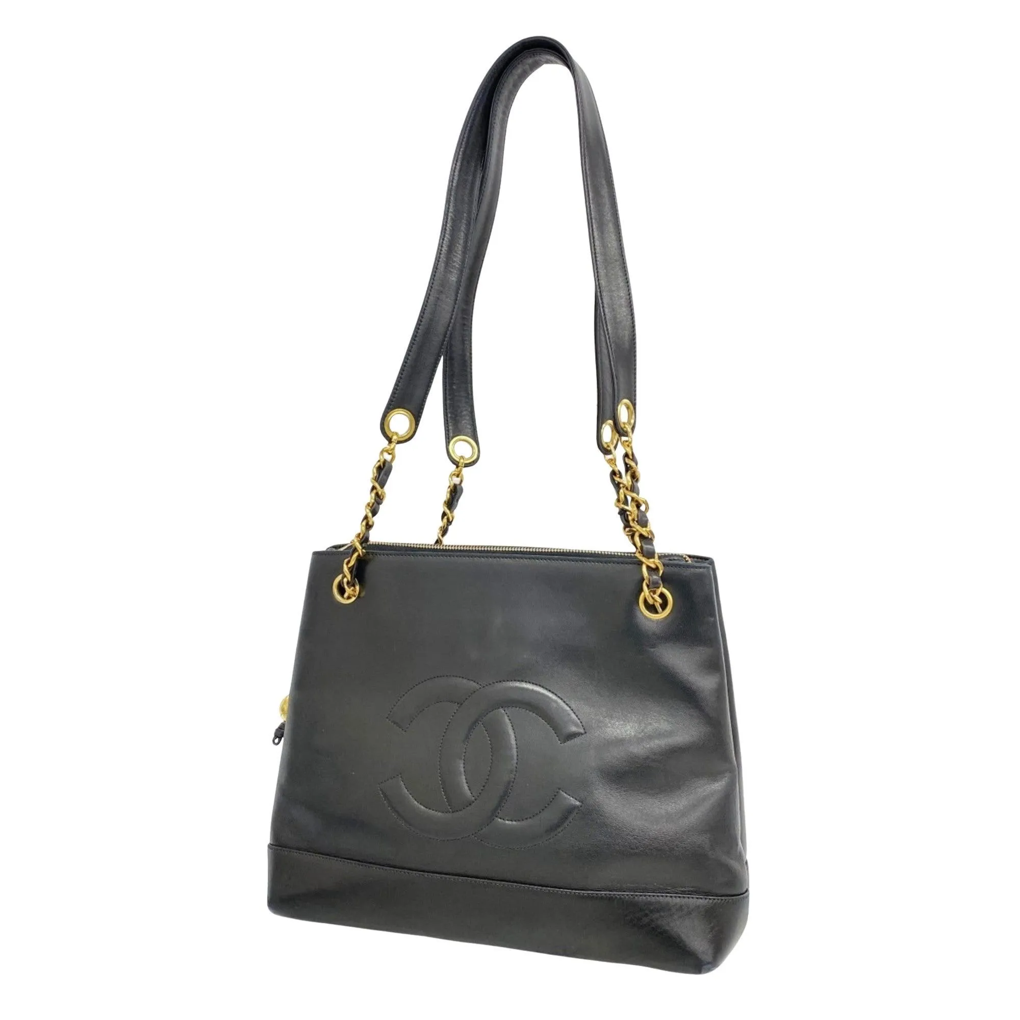 Product image for CHANEL CC LOGO BLACK TOTE BAG PRE-OWNED