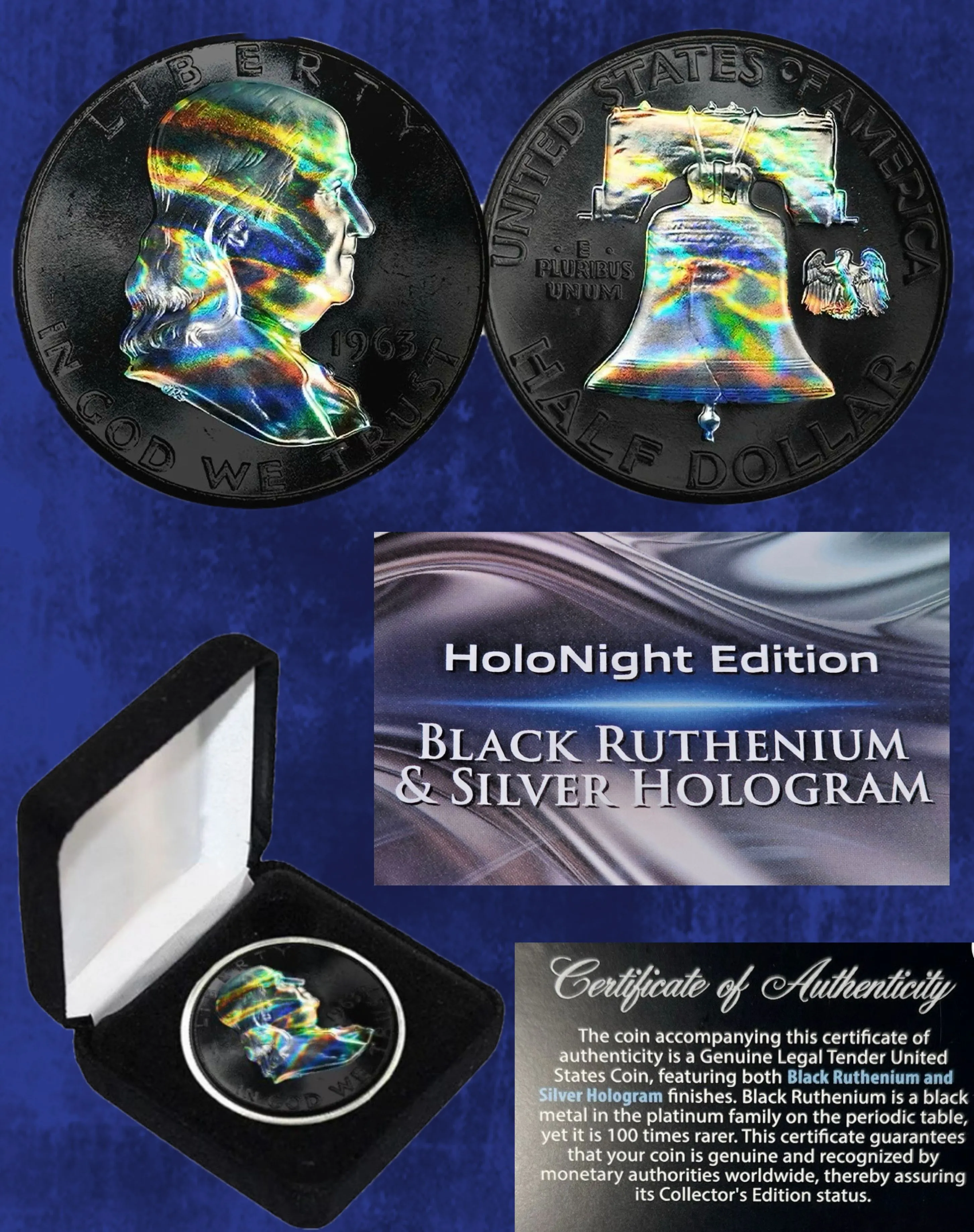 Product image for SILVER BENJAMIN FRANKLIN 50c 1/2 DOLLAR HOLO