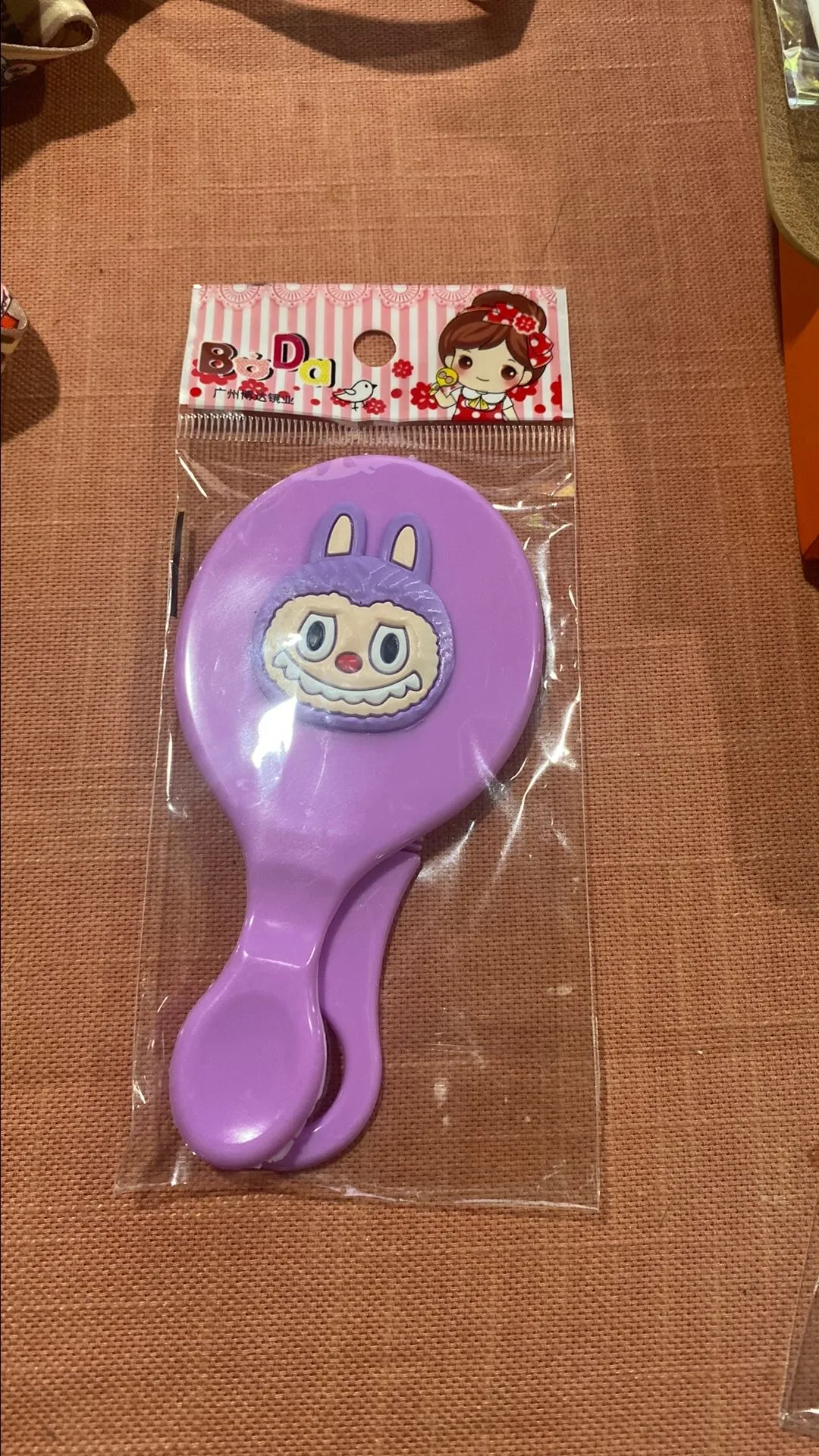 Product image for Purple Labubu mirror and comb