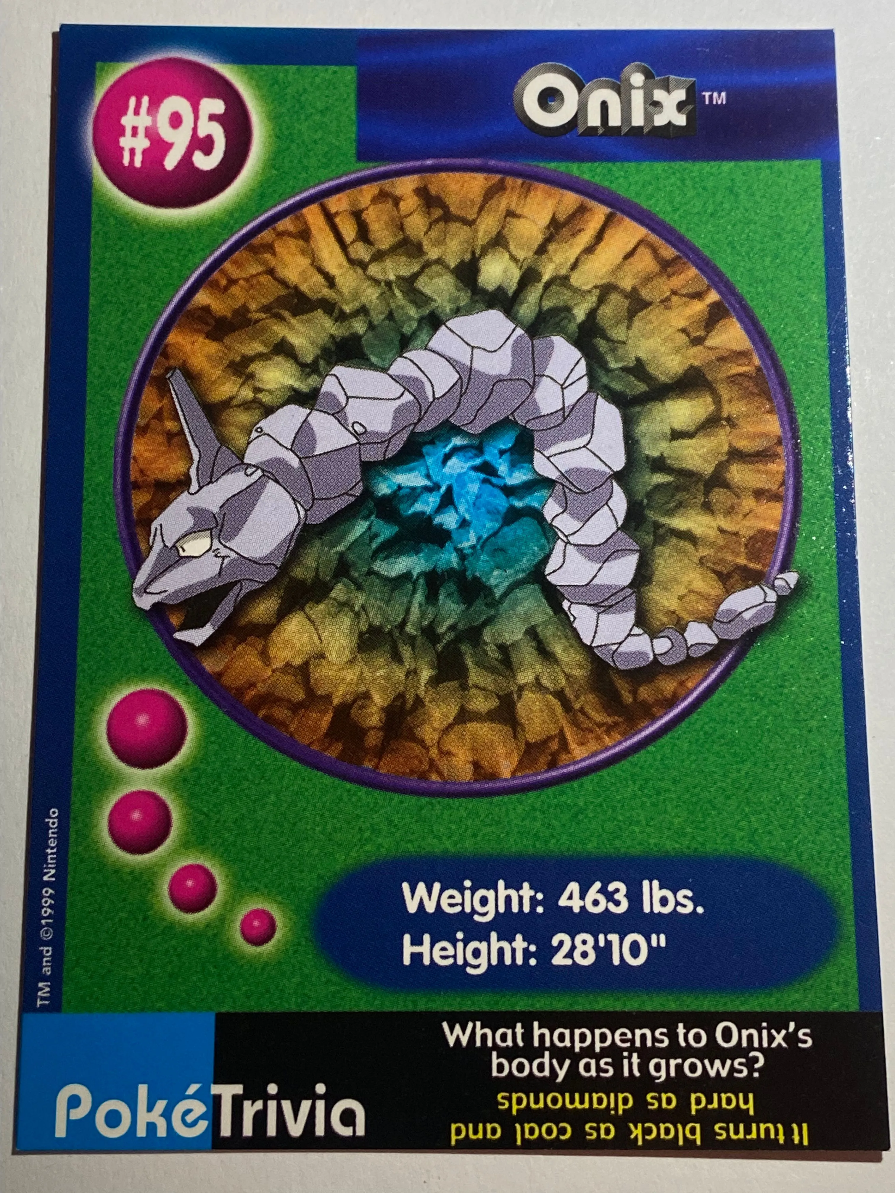 Pokemon - PokeTrivia #95 - ONIX- Mewtwo Strikes Back Mint Burger King Promo  1999  Whatnot: Shop, Sell, Connect