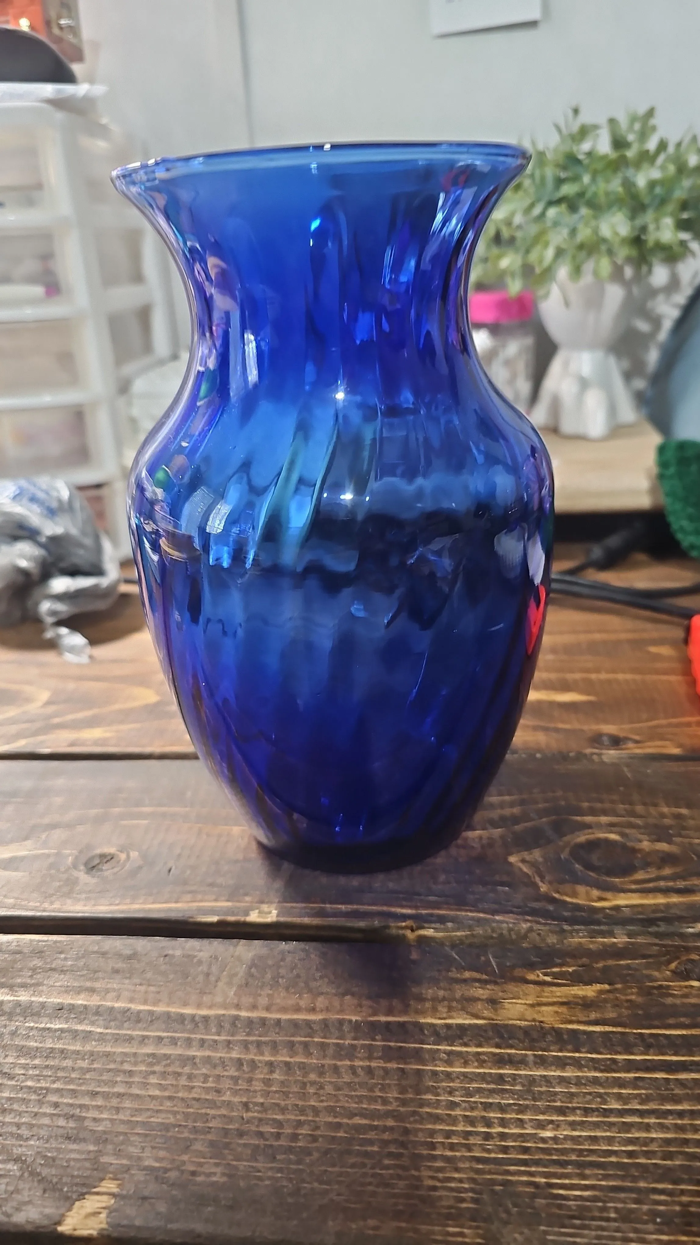 Product image for #3 Cobalt Blue Swirl Indiana Glass Vase 