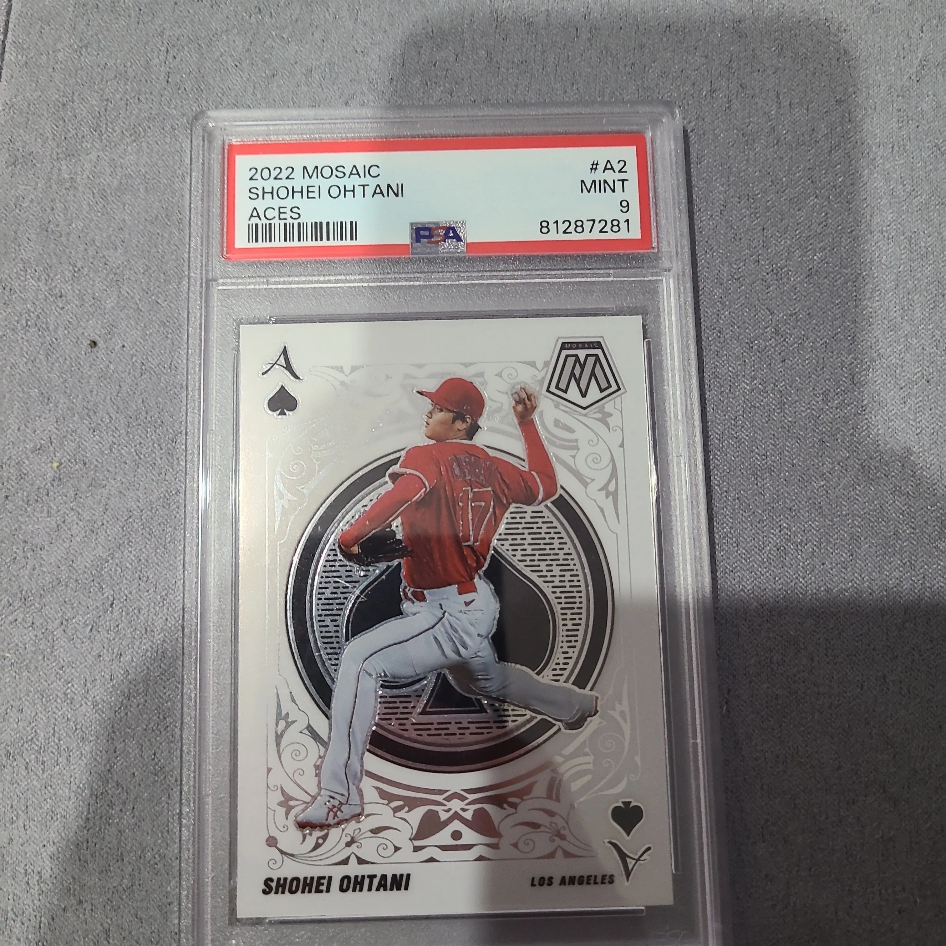 Product image for 2022 Panini Mosaic Aces Shohei Ohtani A2 Aces PSA MINT 9