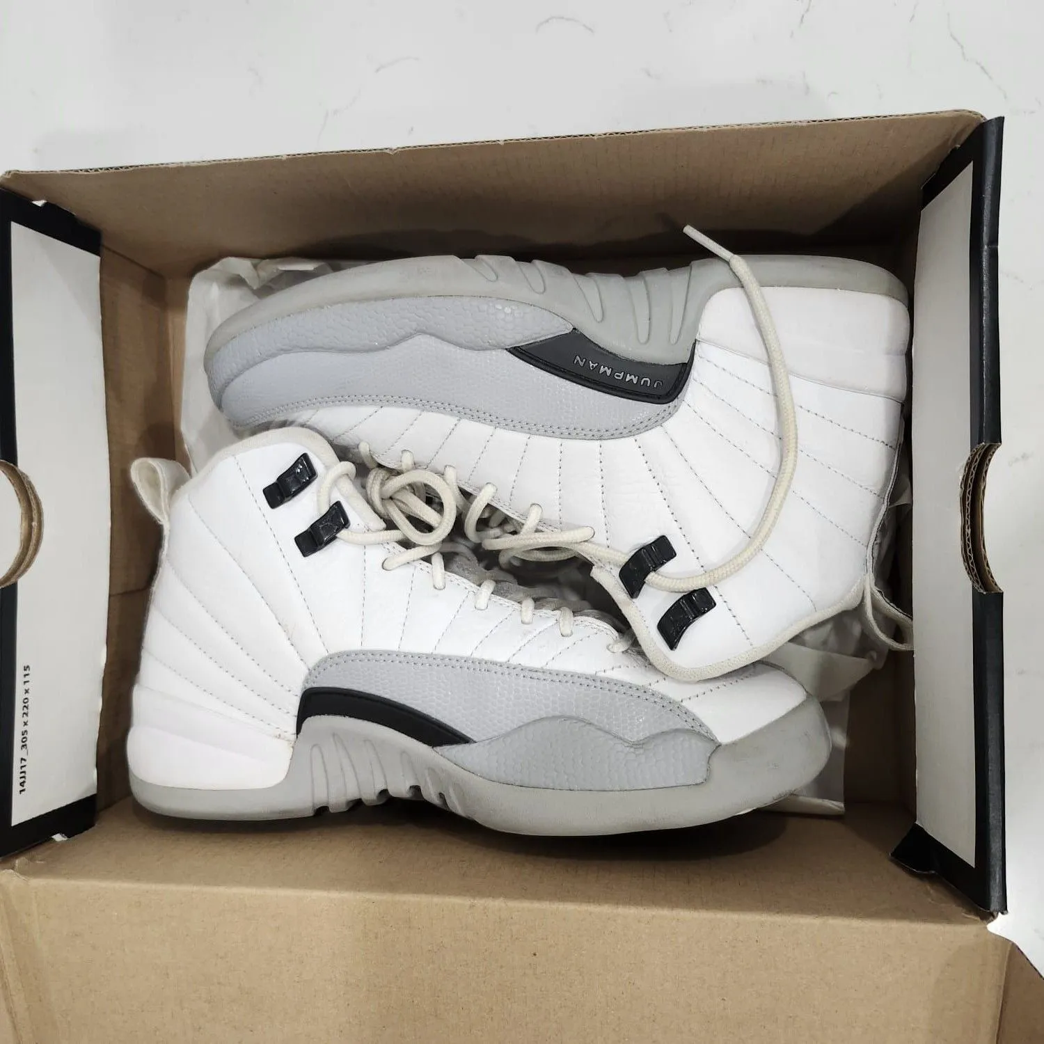 Product image for Jordan 12 Retro Basketball Shoe White/Grey Black 510815-108 