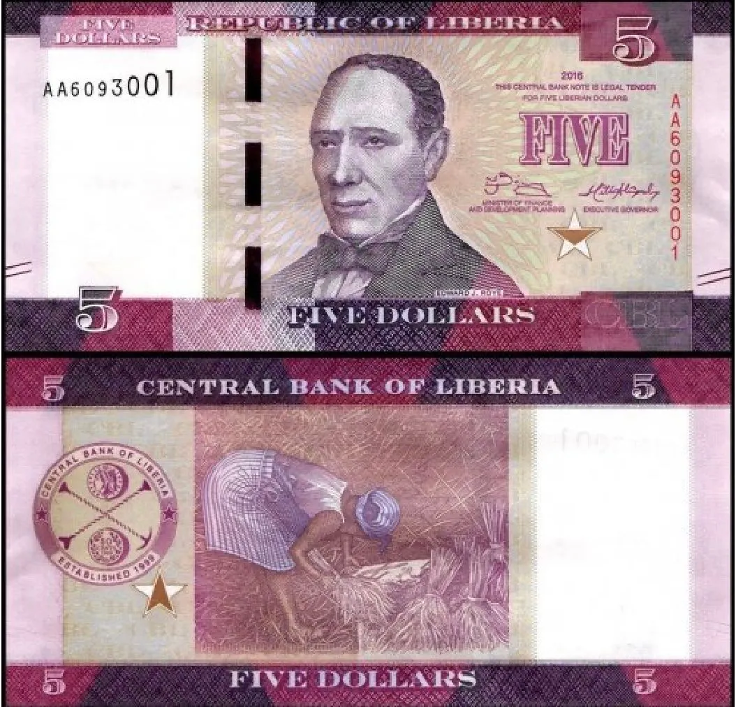 Product image for Liberia 5 Dollars, 2016, UNC