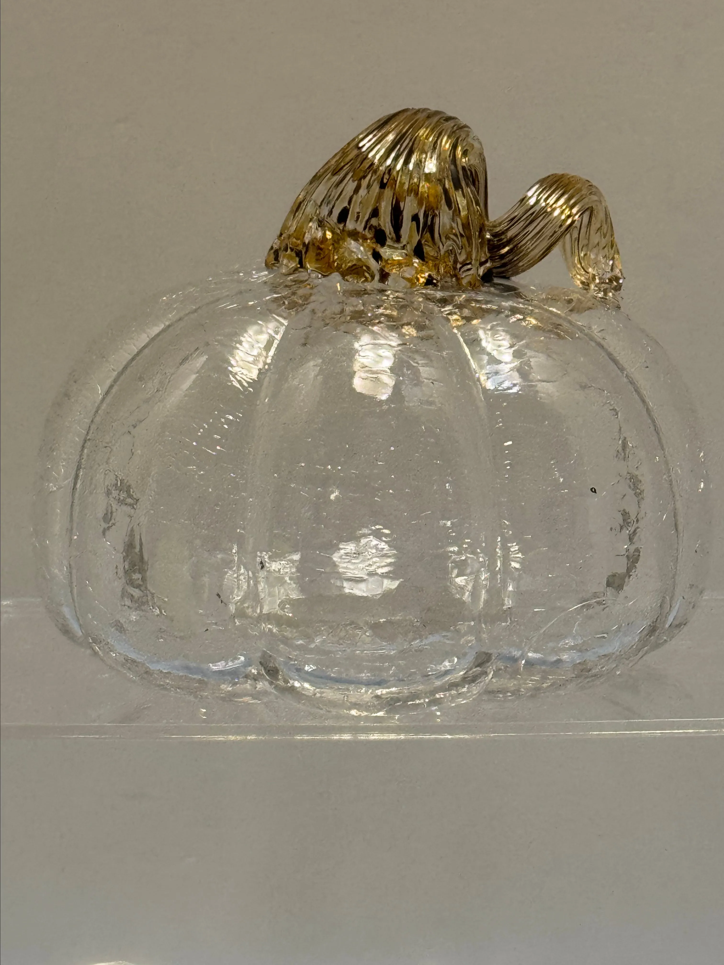 Product image for Clear Crackle Glass Pumpkin