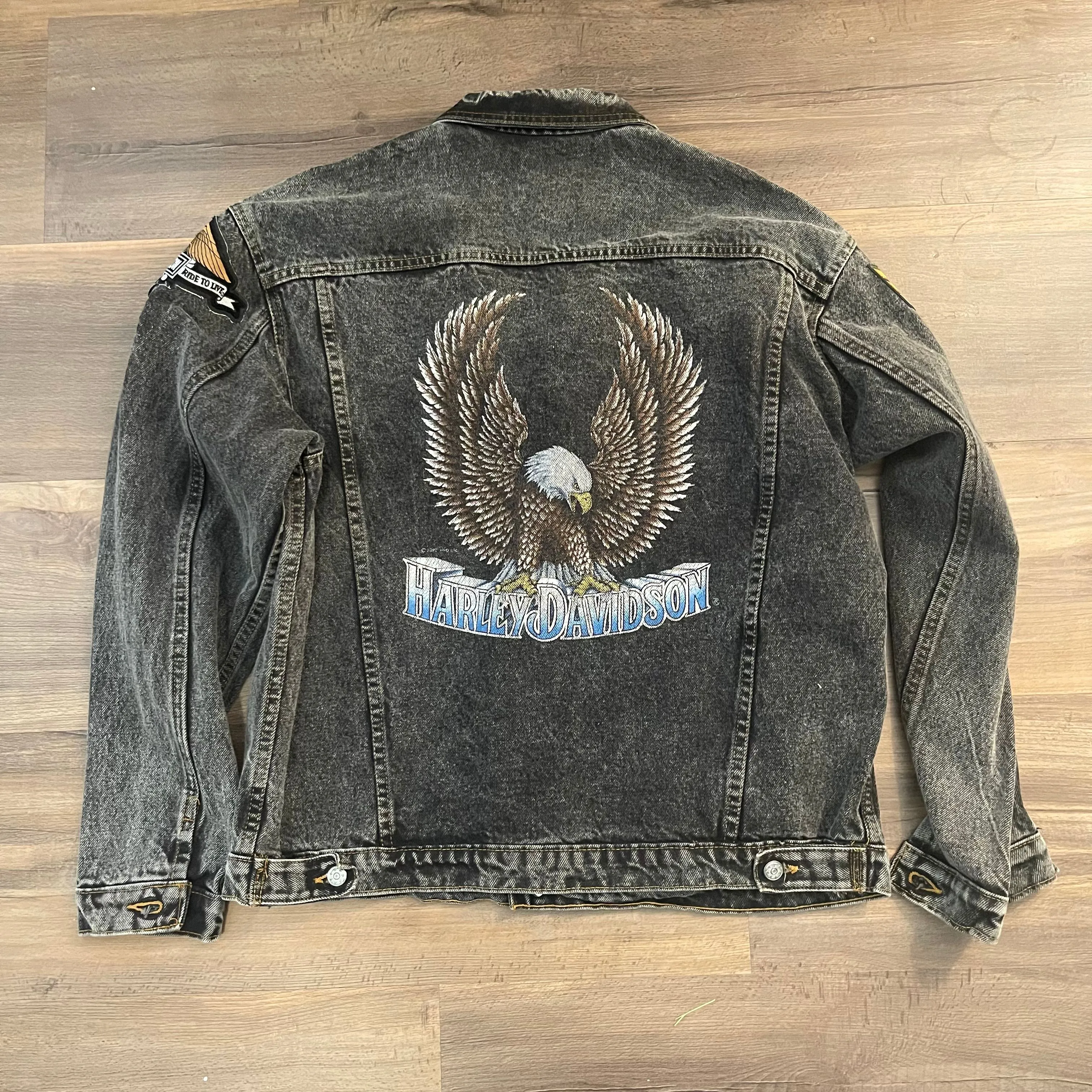 Product image for 1980s Harley Davidson Eagle Denim Jacket - XL