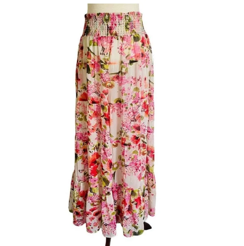 Product image for NEW Boston Proper Wild Flowers Maxi Skirt Pink Floral 10 MSRP $129 Prairie, S23