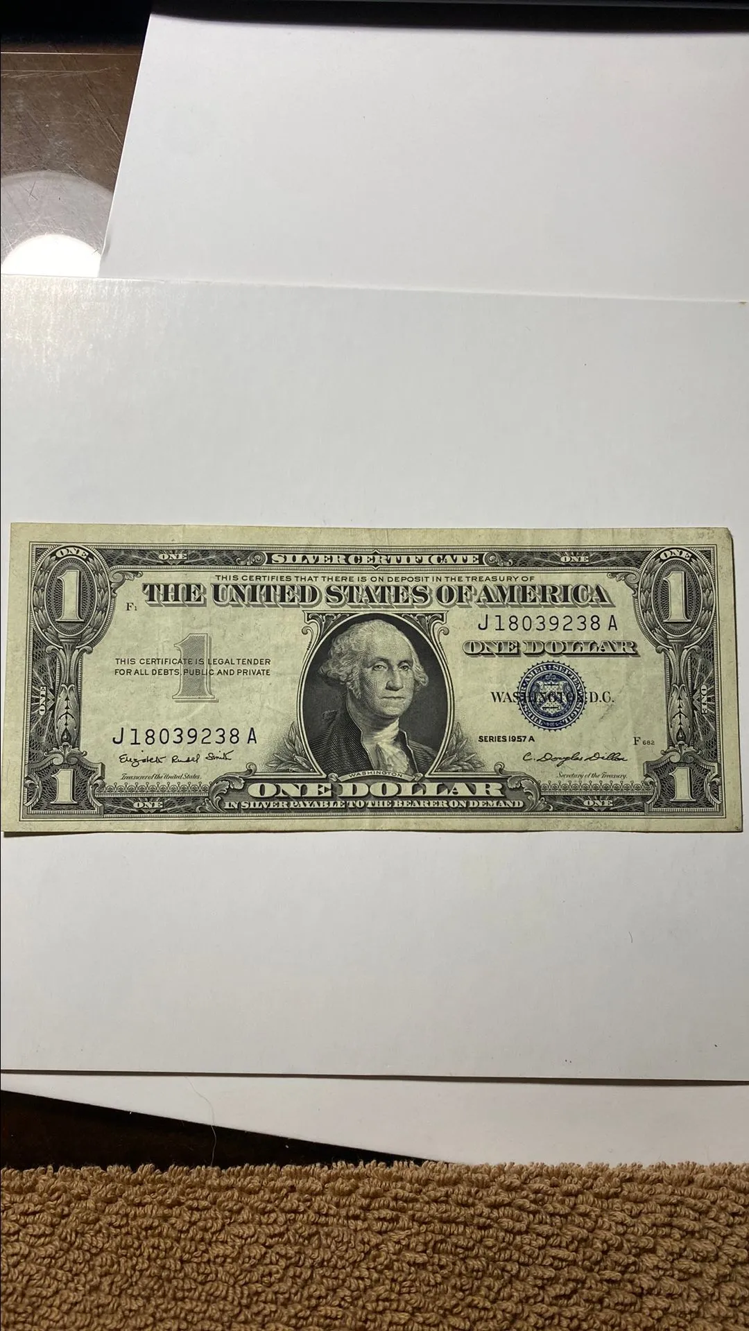 Product image for item #20 1$ silver certificate 1957B #J18039238A
