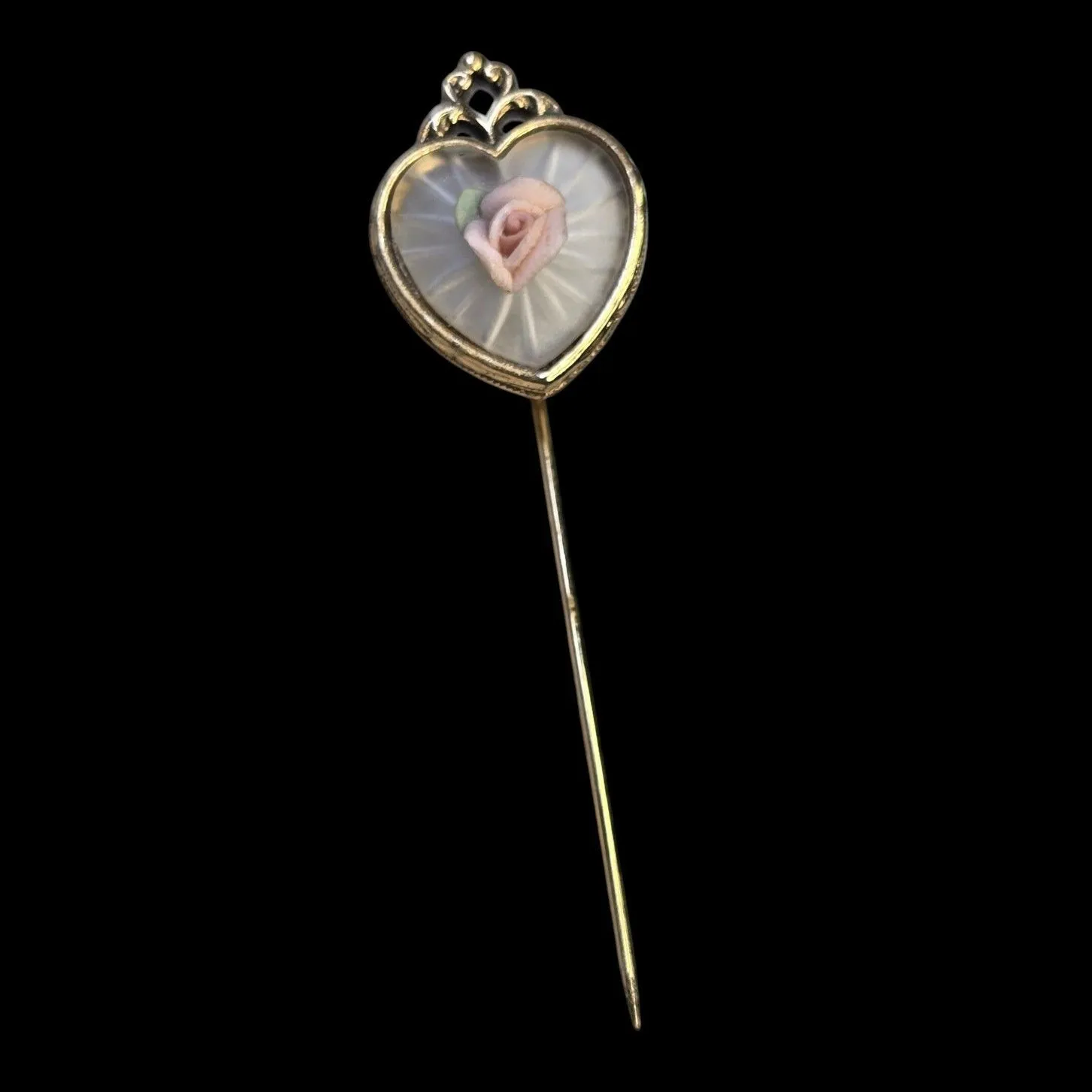 Product image for 007 Vintage Stick Pin With Porcelain Rose, Missing Cap for Pin