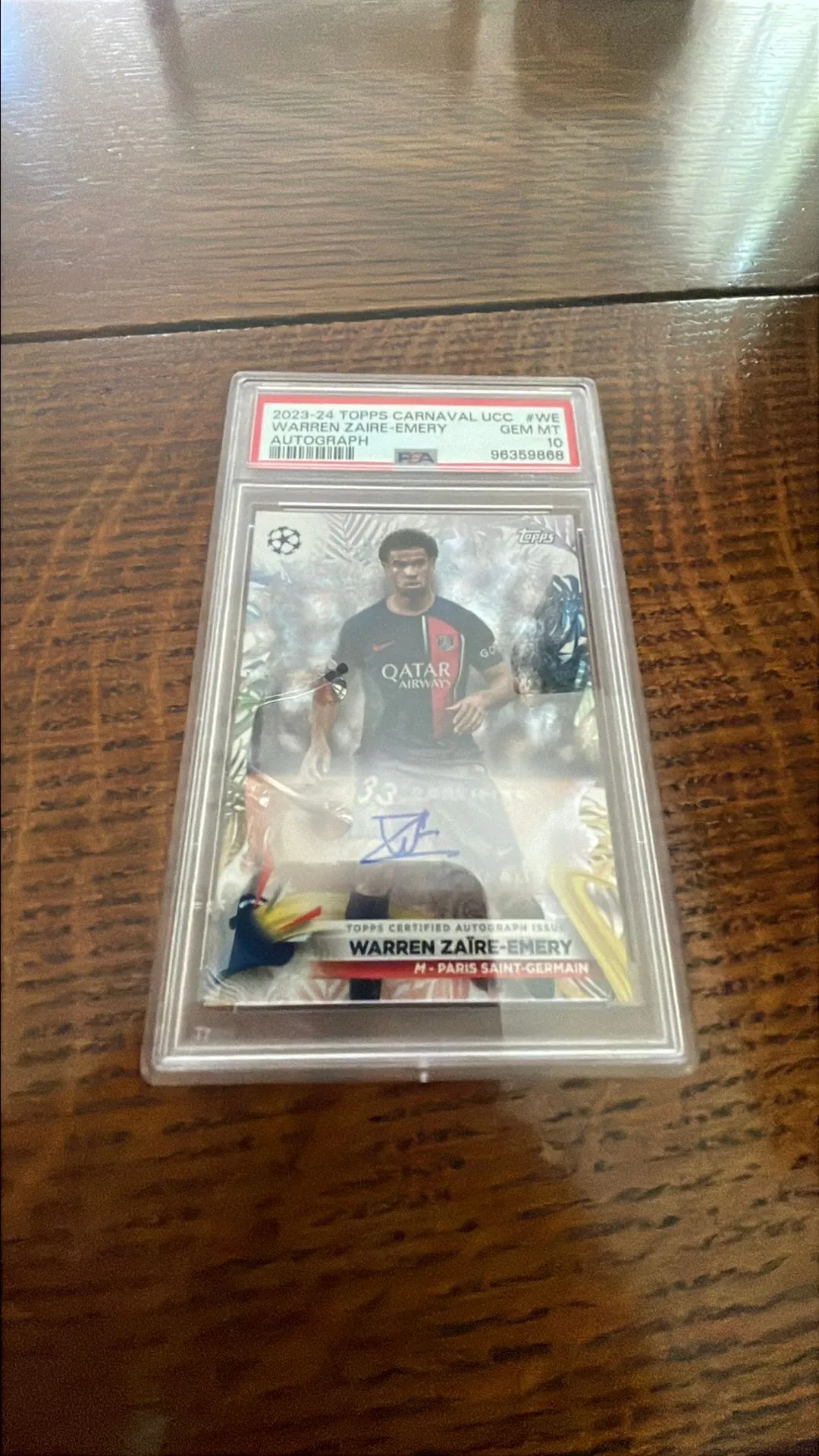 Product image for Warren Zaire-Emery Auto 23/24 Topps Carnaval UCC PSA 10