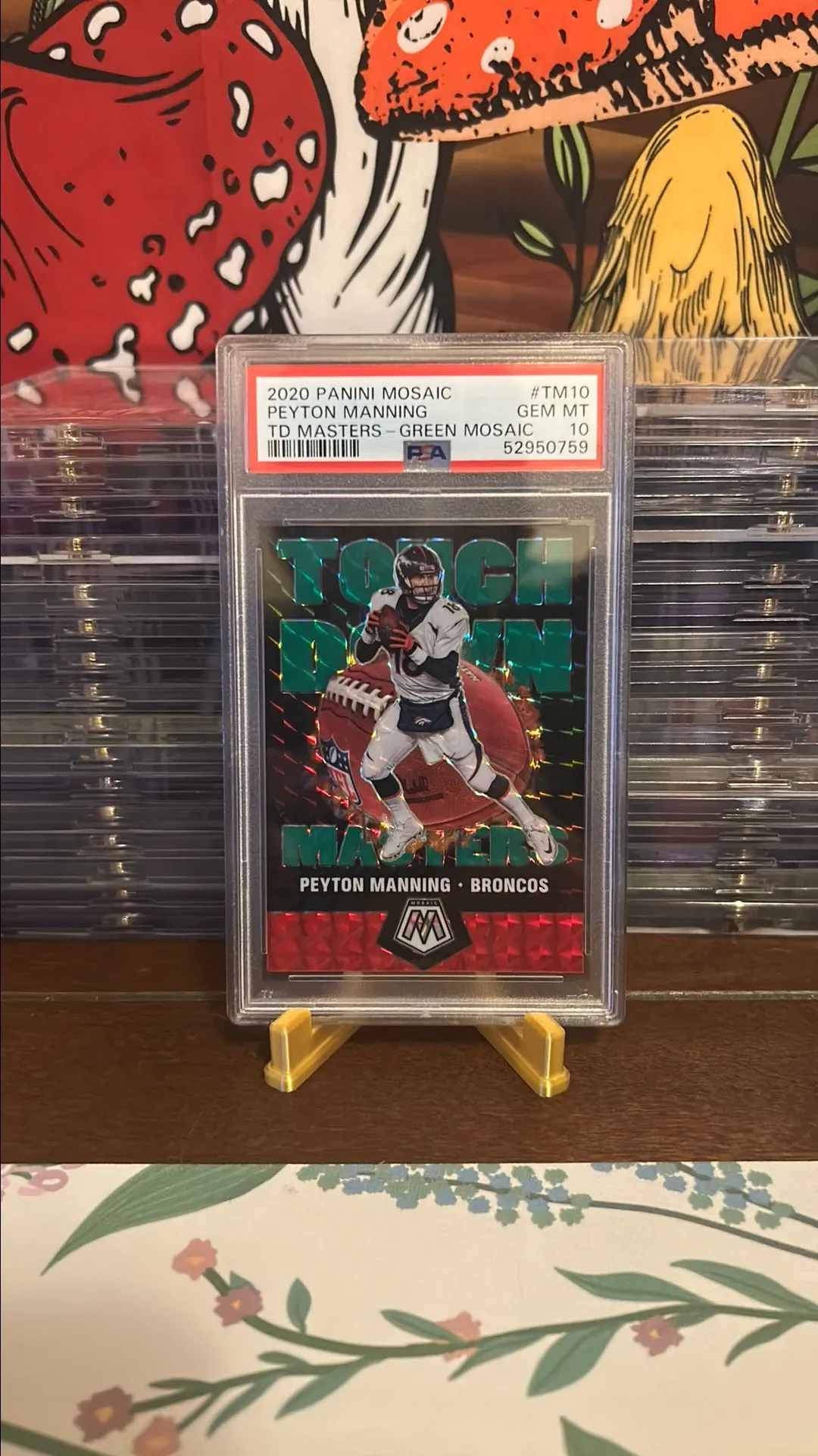 Product image for 2020 Panini Mosaic Peyton Manning TD Masters- Green PSA 10