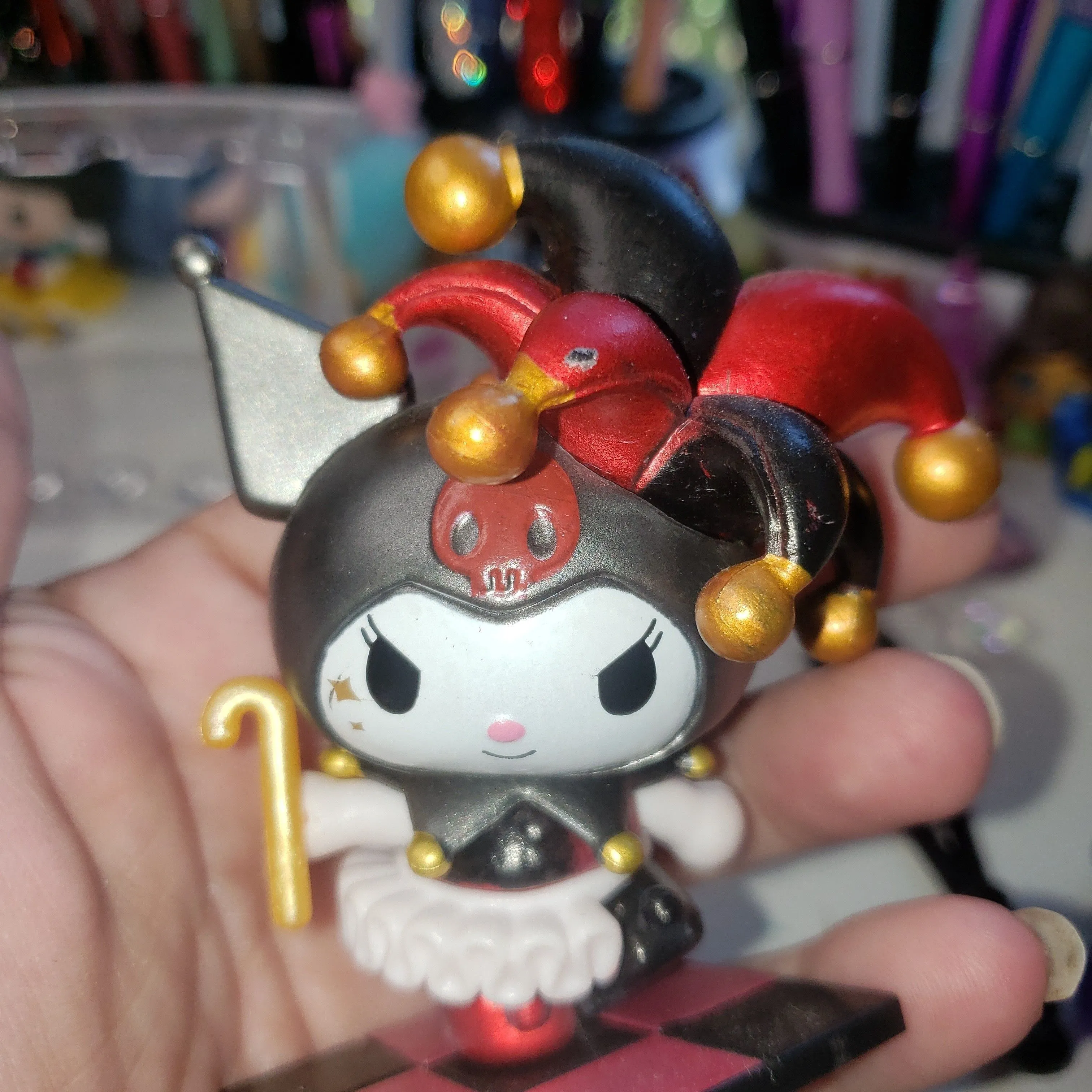 Product image for Sanrio Hdllo Kittys Kuromi Metallic Red & Black Jester Figurine 