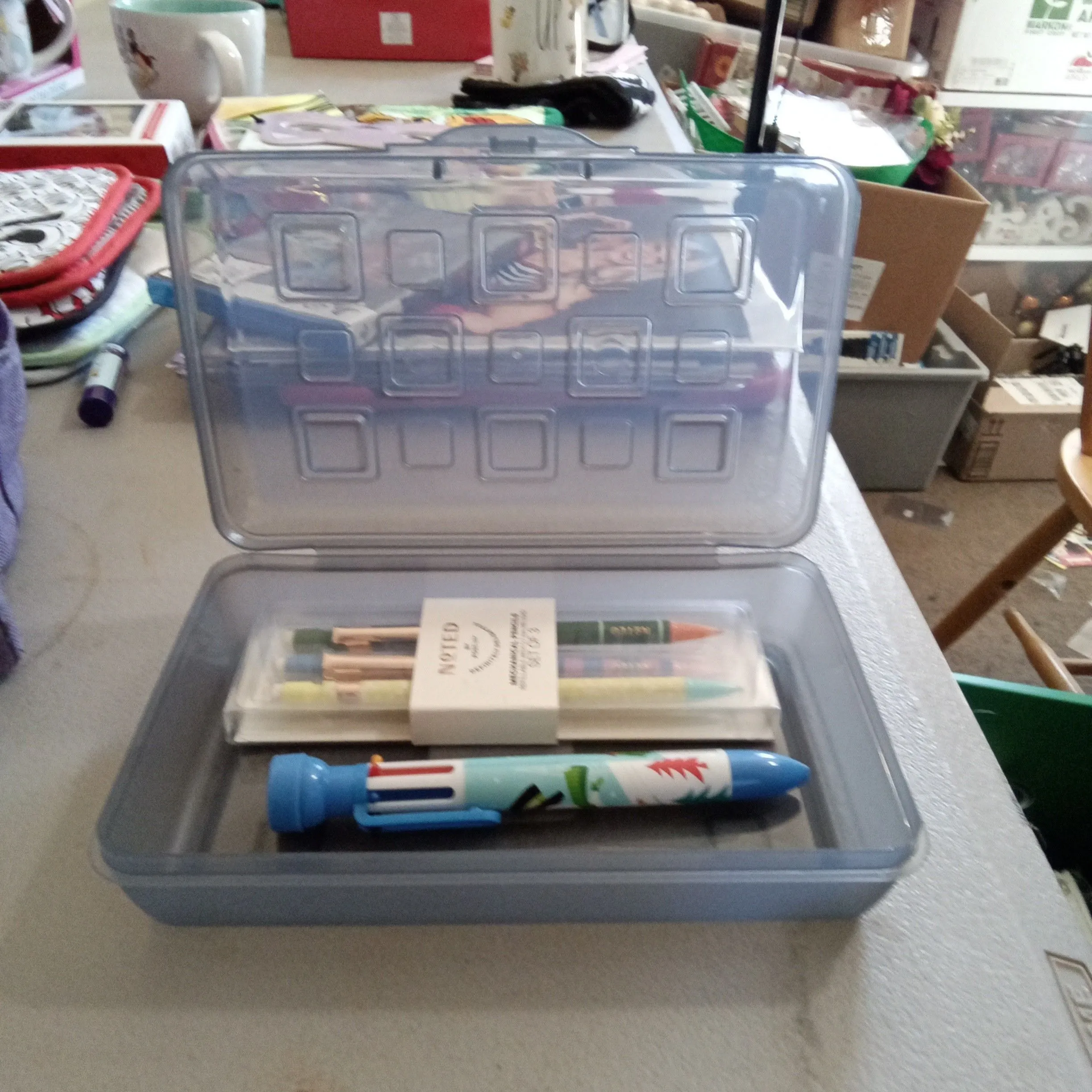 Product image for pencil case w/ pencils and pen