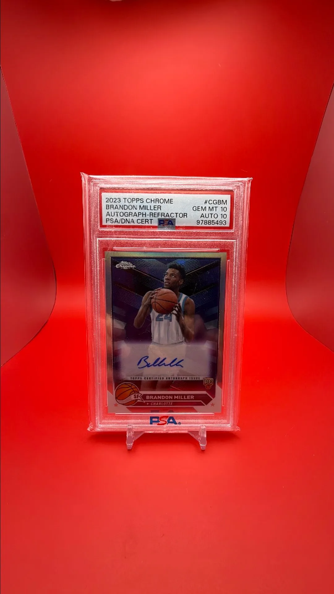 Product image for 2023 Topps Chrome Brandon Miller Autograph-Refractor PSA 10 AUTO 10