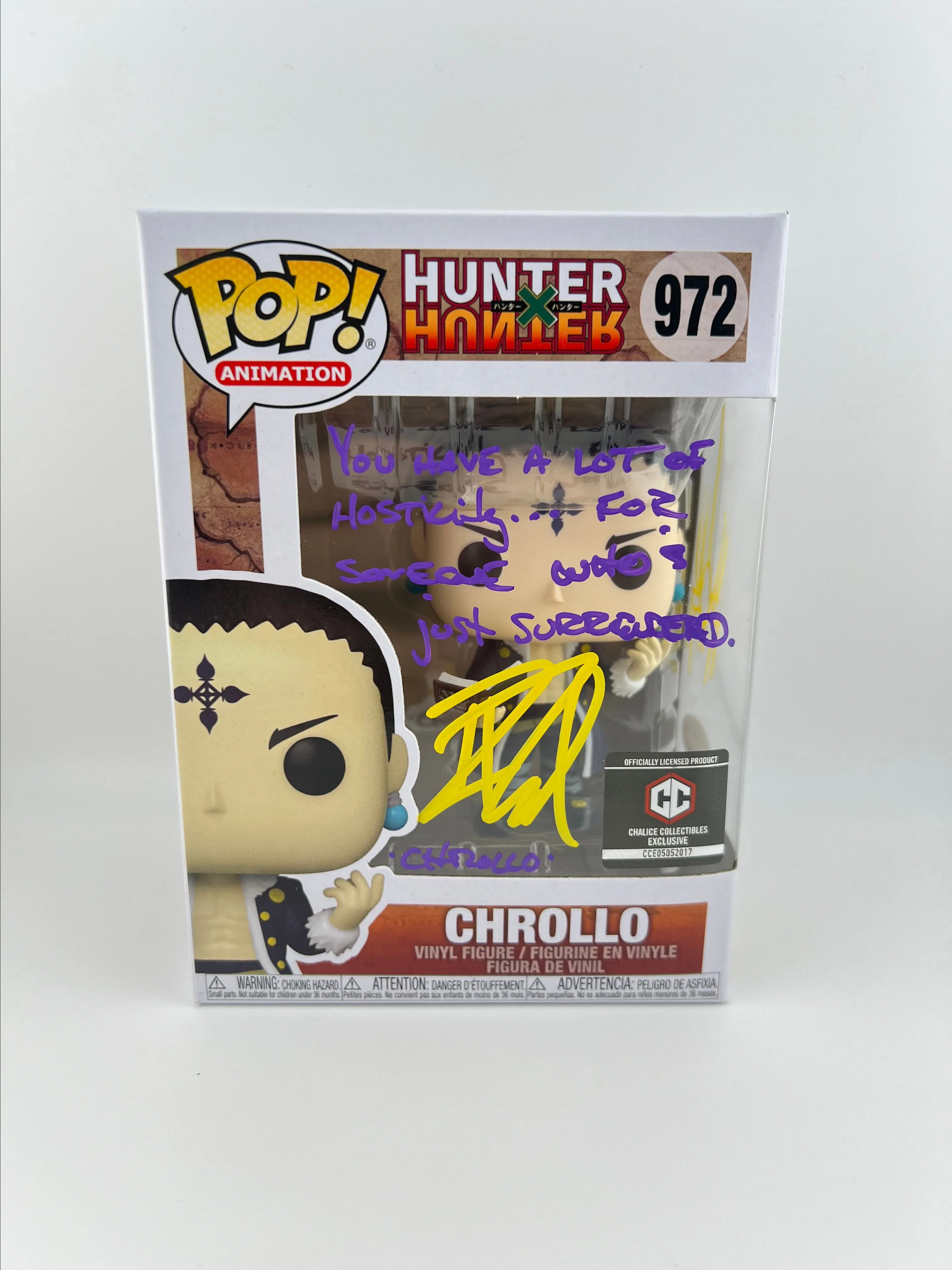 Product image for Signed Chrollo Funko pop!  #972 (Hunter X Hunter)