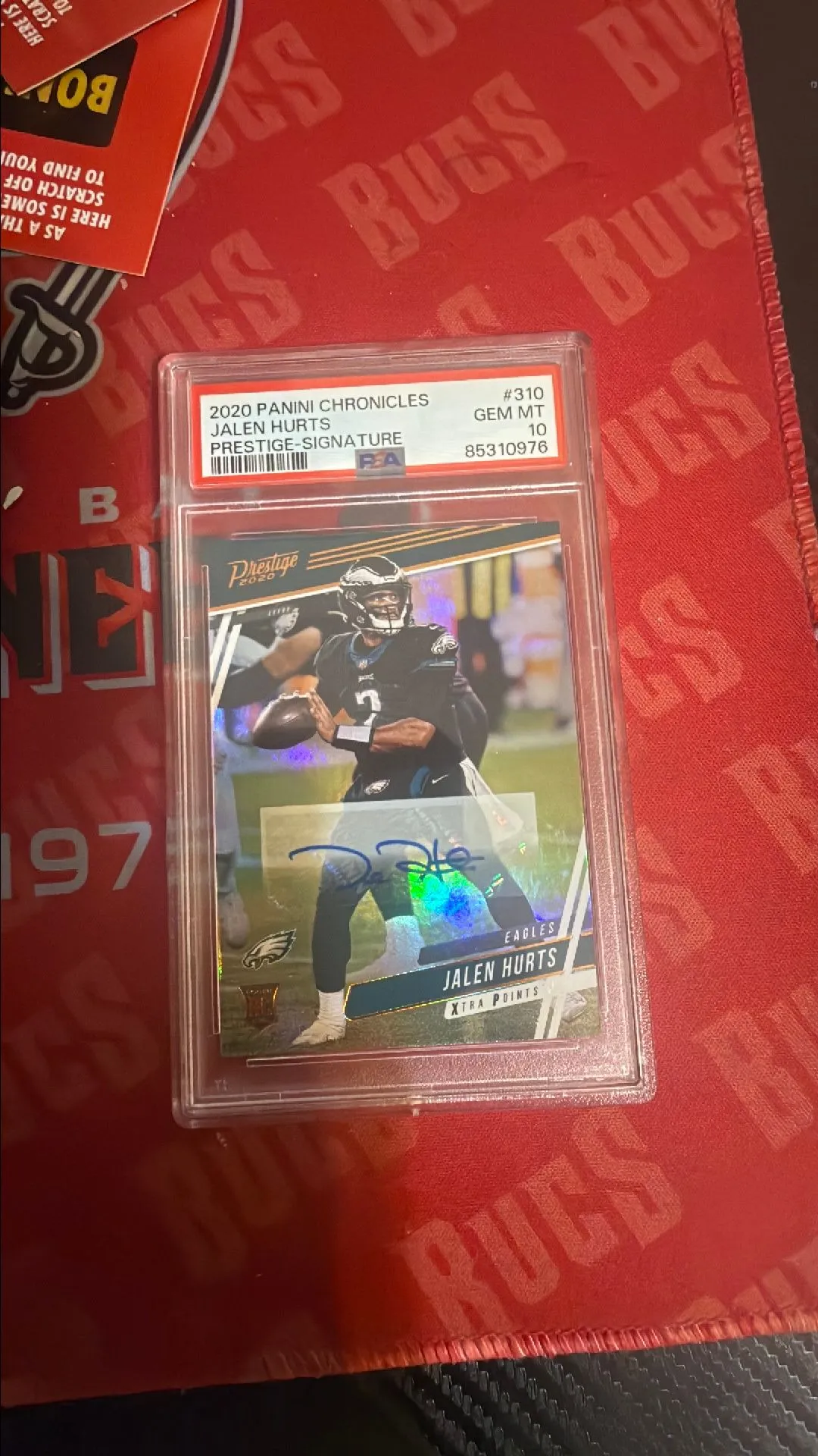 Product image for 2020 Panini Chronicles Jalen Hurts Rookie Auto PSA 10