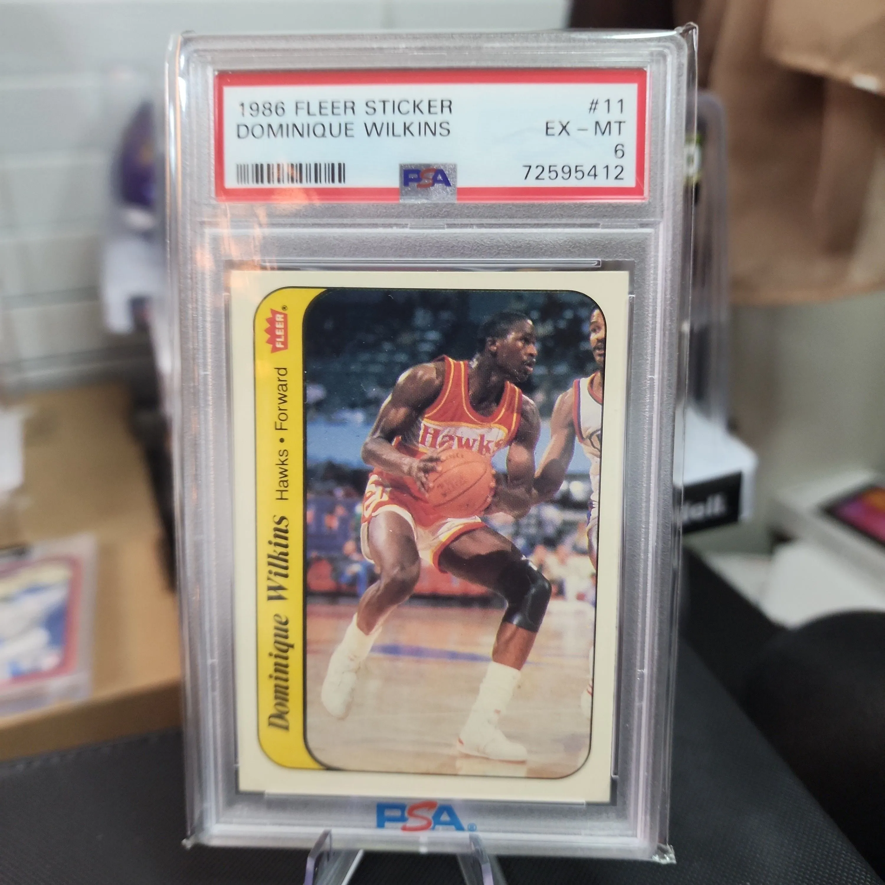 Product image for 1986 Fleer Sticker Dominique Wilkins 11  PSA EX-MT 6