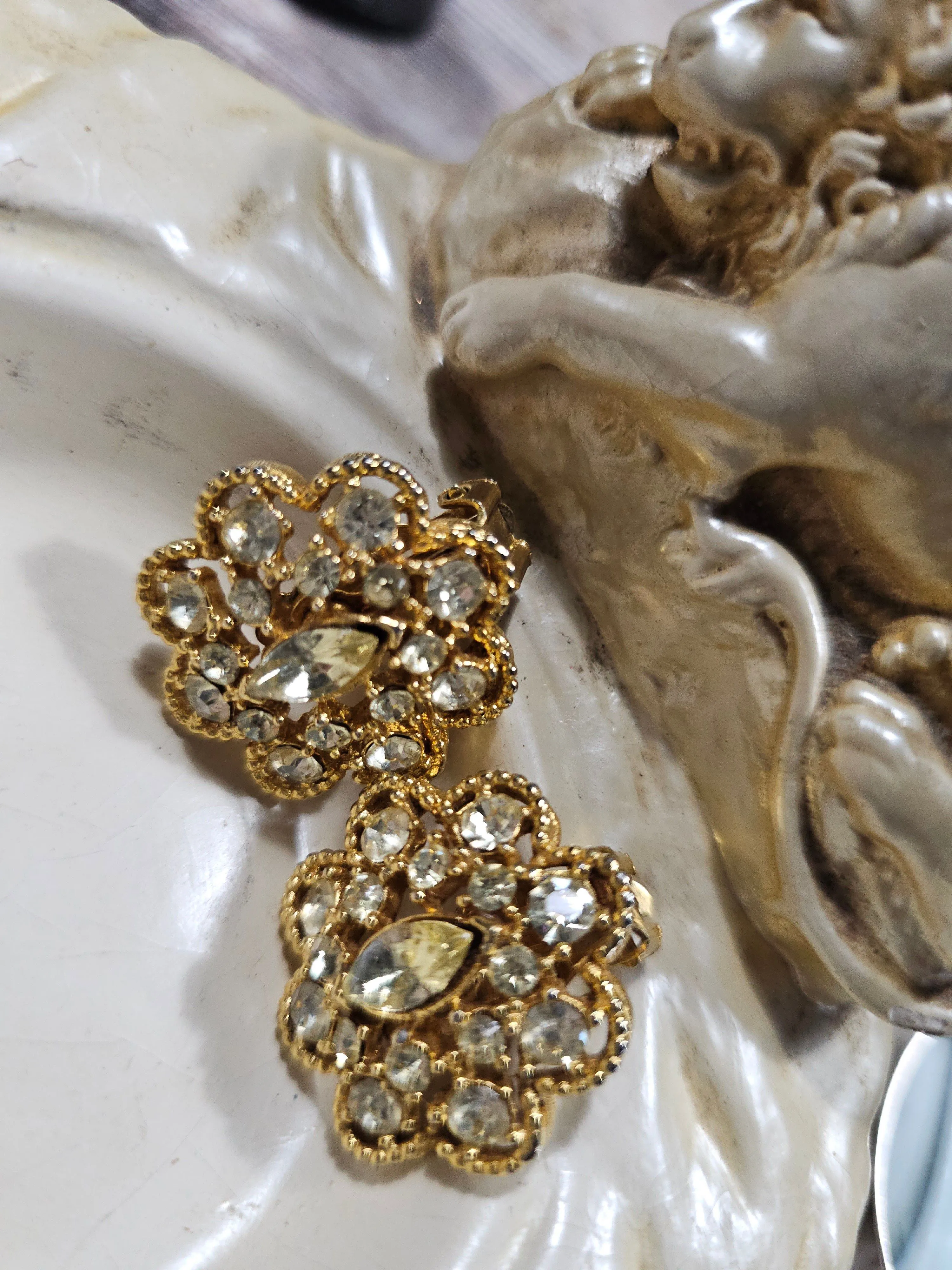Product image for Goldtone Rhinestone Clip on earring