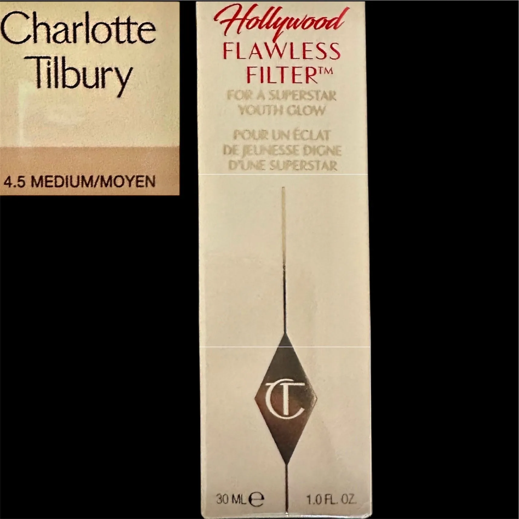 Product image for NEW Charlotte Tilbury Hollywood Flawless Filter FULL Size 30ml (4.5 Med) in Box