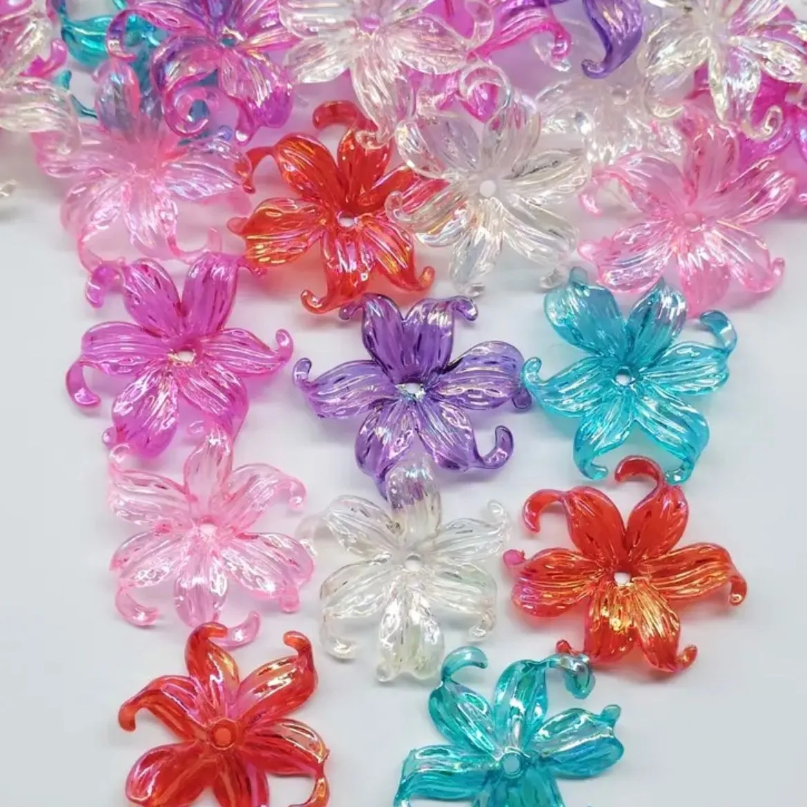 Product image for CRAFTS: 10pc Acrylic Flower Bead Caps Spacers 42mm - ASSORTED
