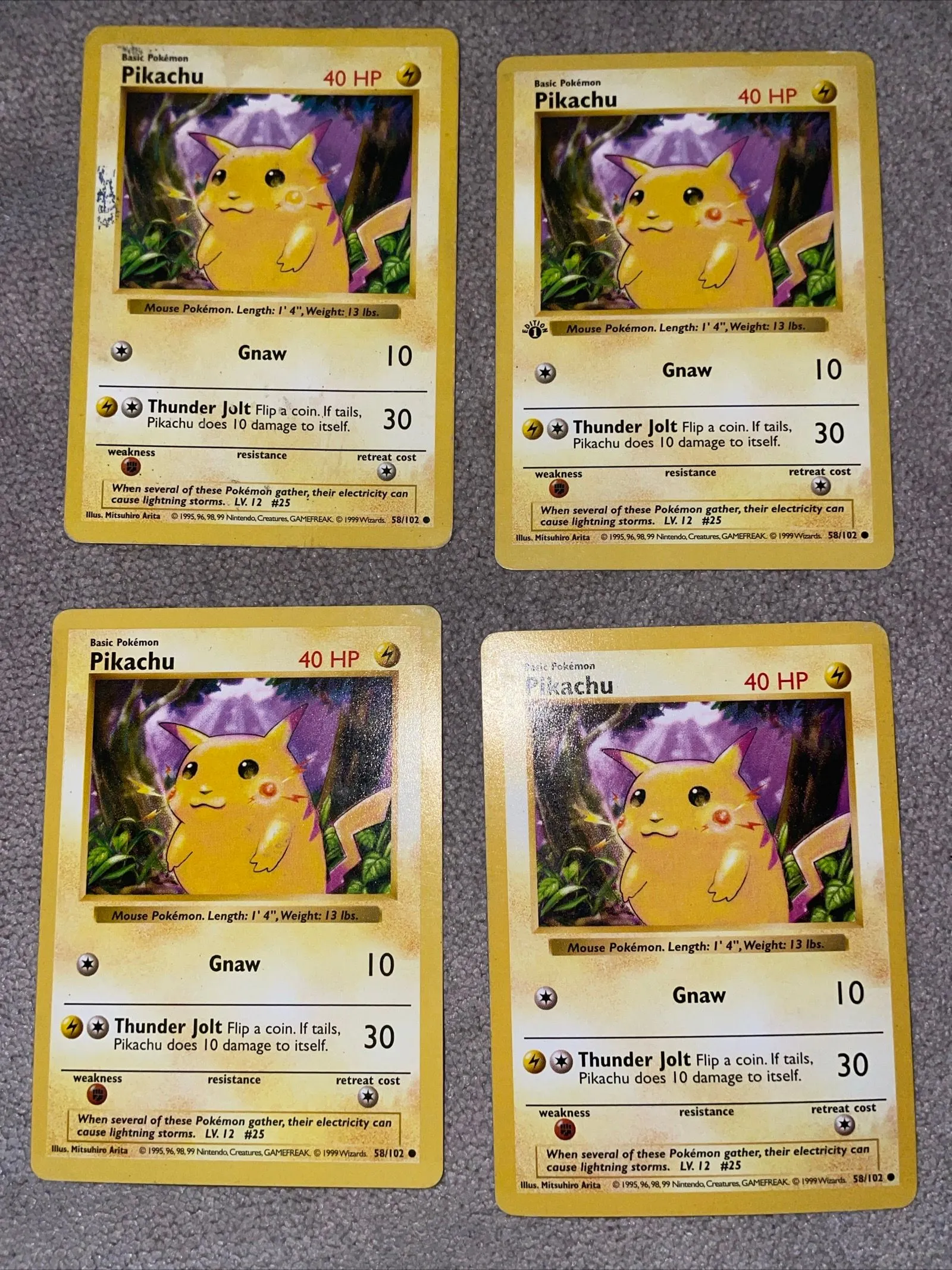 pokemon card pikachu red cheeks 1999 Pokemon Pikachu (Red Cheeks) - 1st Edition Shadowless