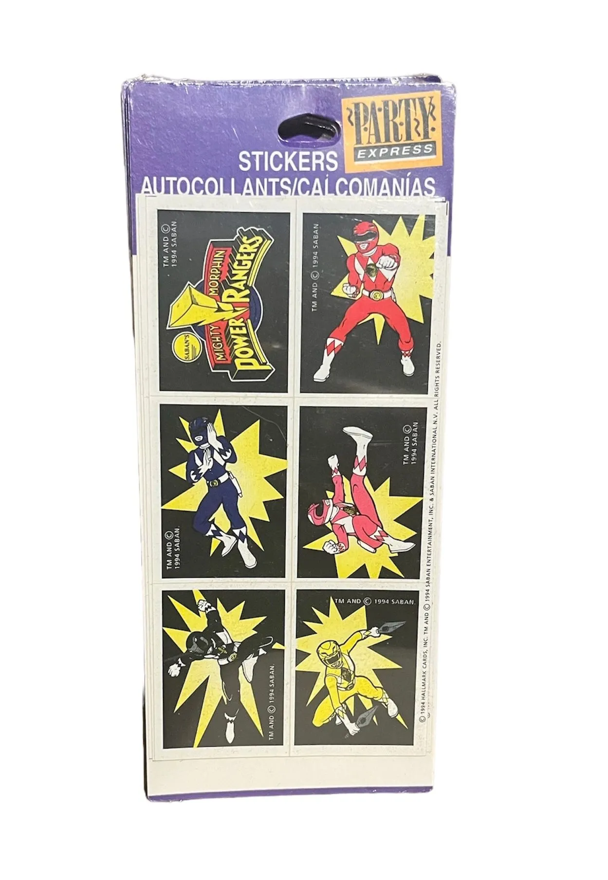 Product image for 1994 Power Ranger Sticker Pack (4 sheets)